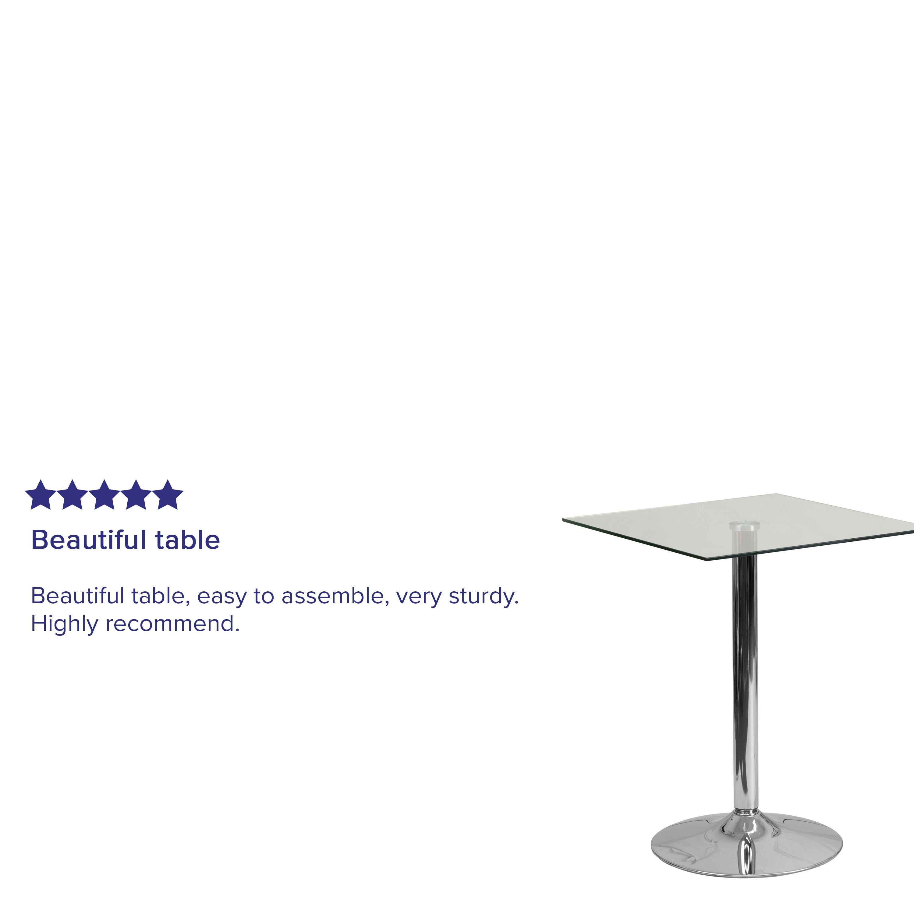 Fredrick 23.75'' Square Glass Table with 30''H Chrome Base