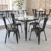 Toby Commercial Grade 31.75" Square Black Metal Indoor-Outdoor Table