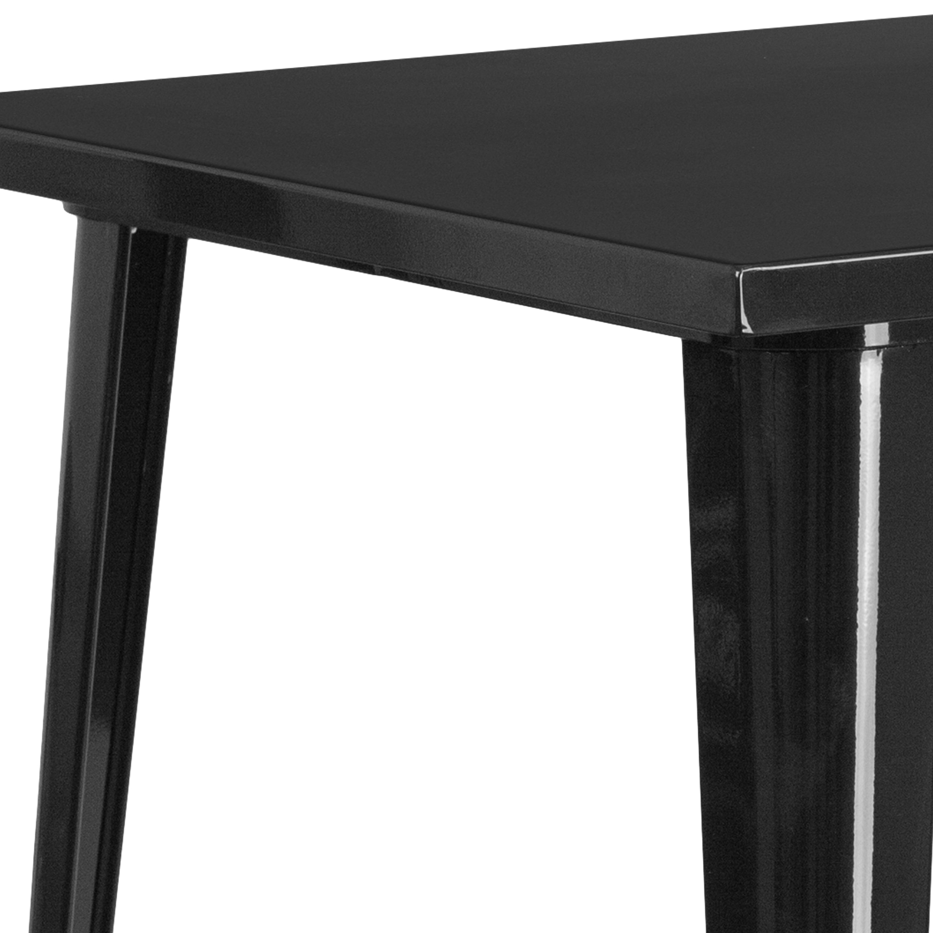 Nolan Commercial Grade 31.5" Square Black Metal Indoor-Outdoor Bar Height Table