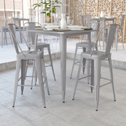 Nolan Commercial Grade 31.5" Square Silver Metal Indoor-Outdoor Bar Height Table