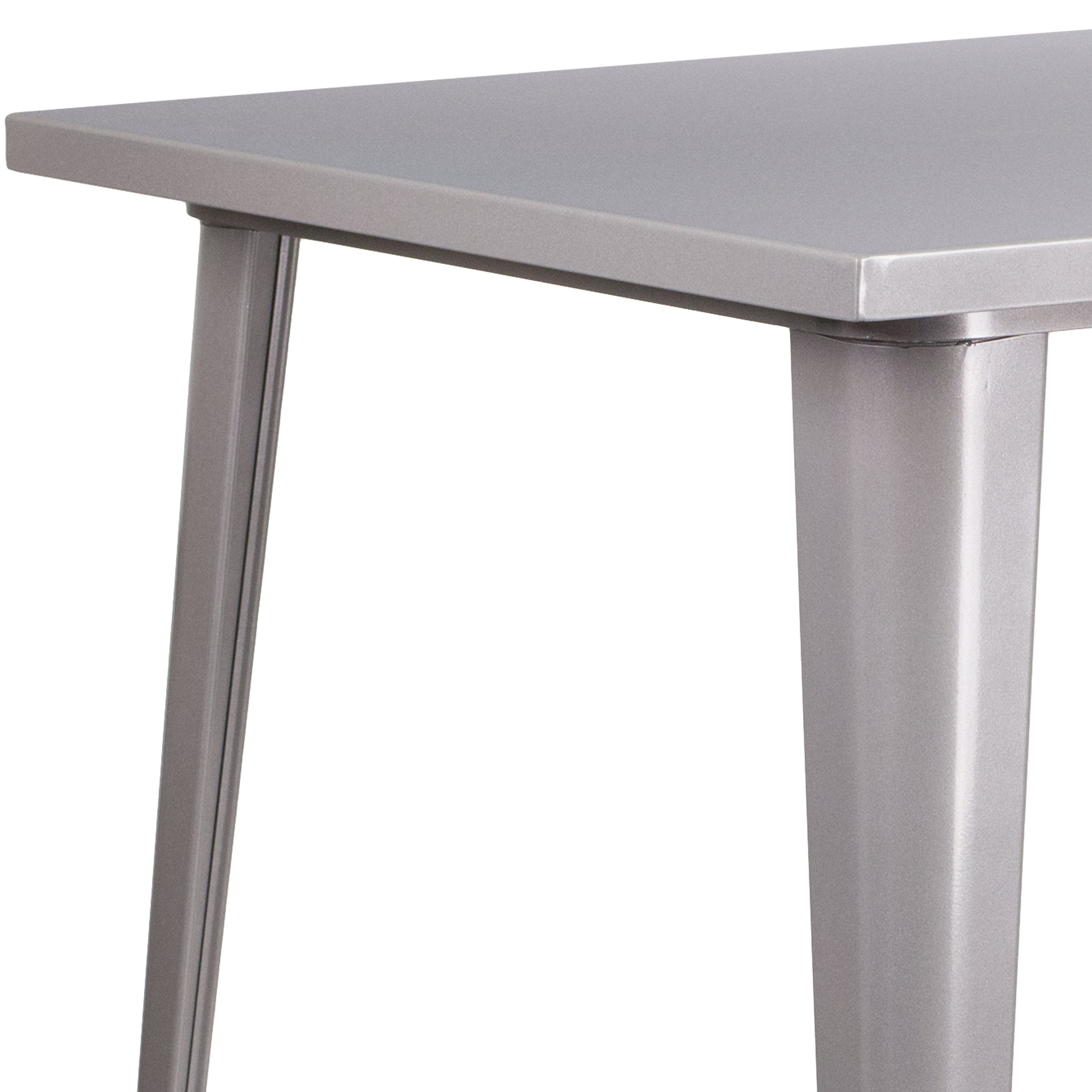 Nolan Commercial Grade 31.5" Square Silver Metal Indoor-Outdoor Bar Height Table
