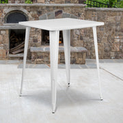 Nolan Commercial Grade 31.5" Square White Metal Indoor-Outdoor Bar Height Table