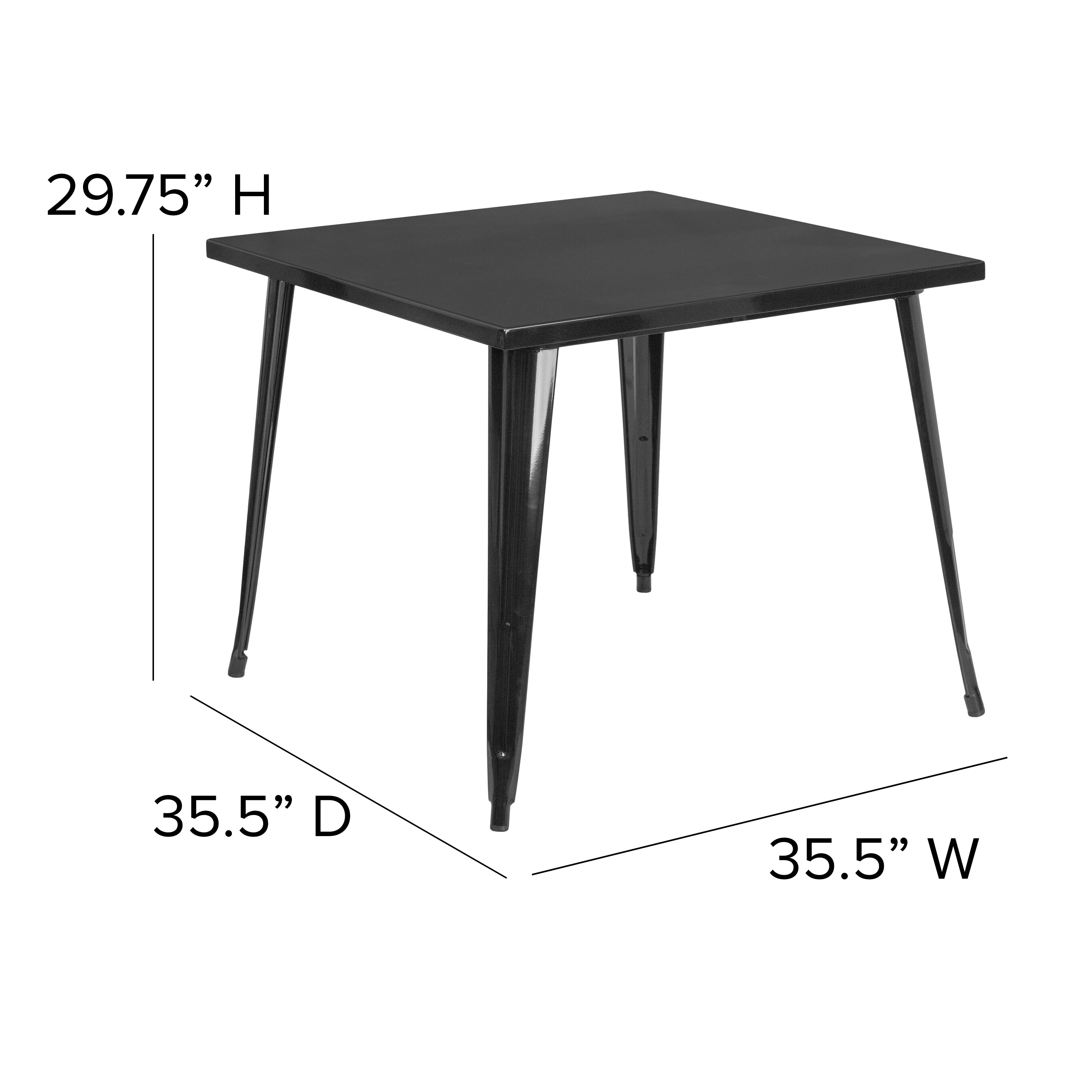 Parker Commercial Grade 35.5" Square Black Metal Indoor-Outdoor Table