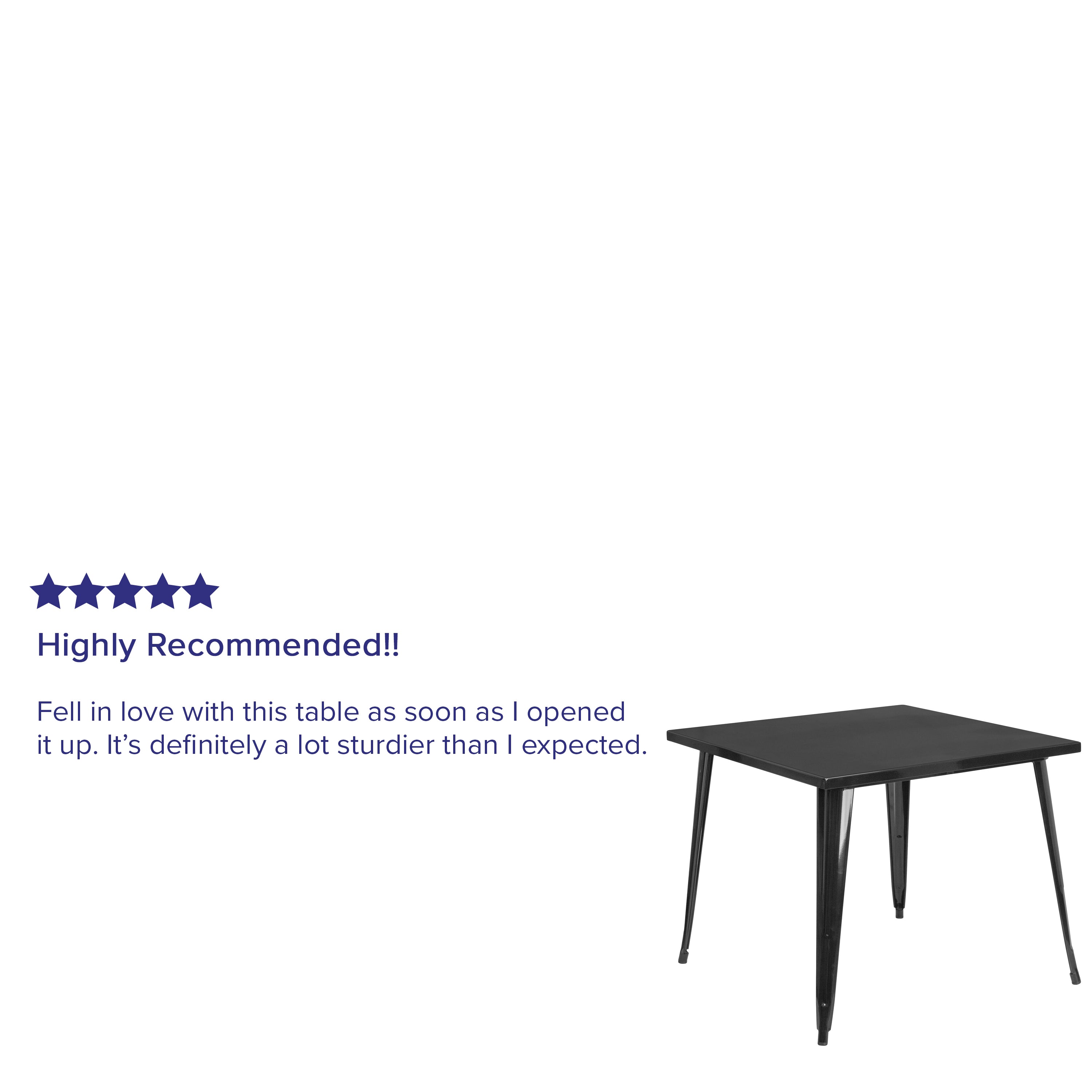 Parker Commercial Grade 35.5" Square Black Metal Indoor-Outdoor Table