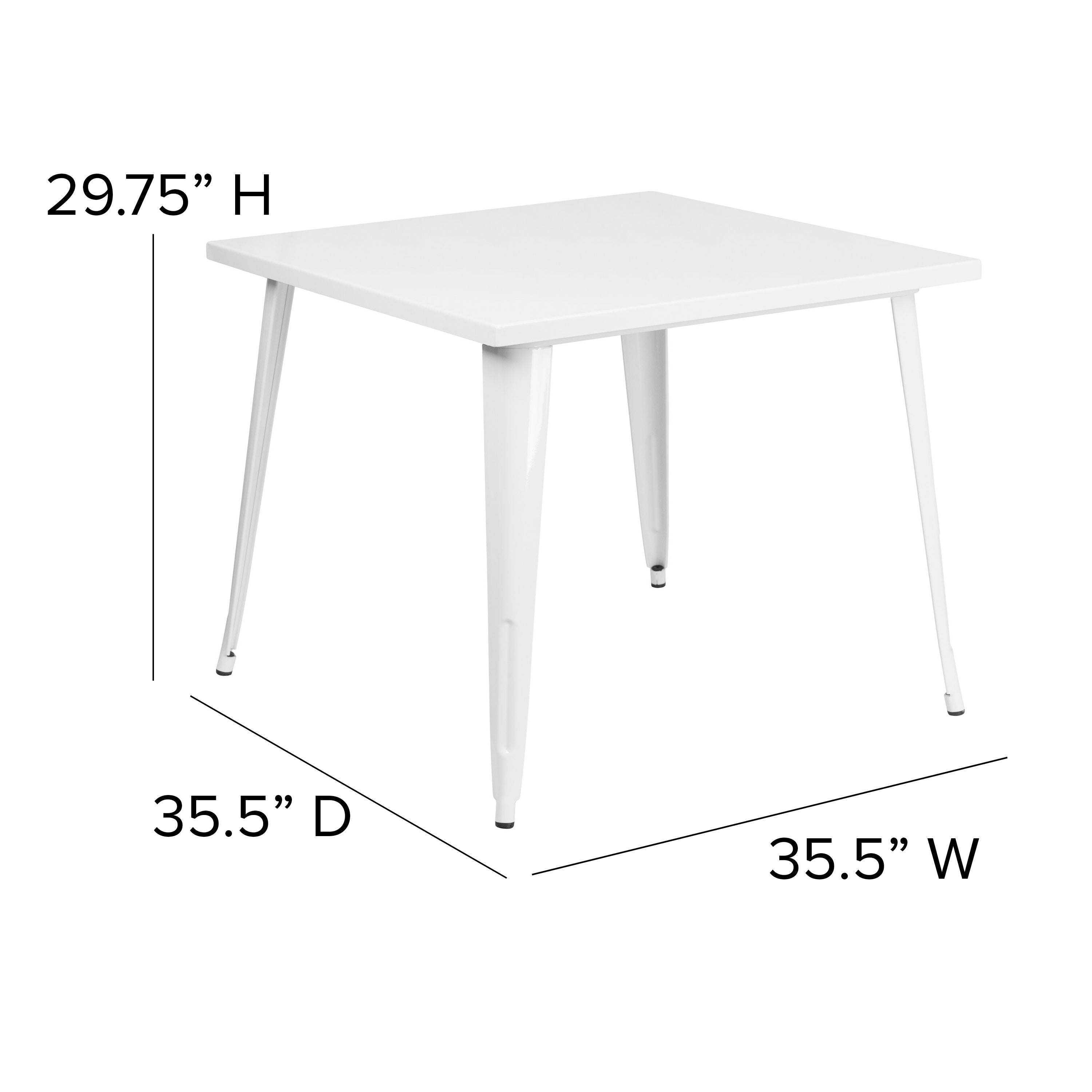 Parker Commercial Grade 35.5" Square White Metal Indoor-Outdoor Table