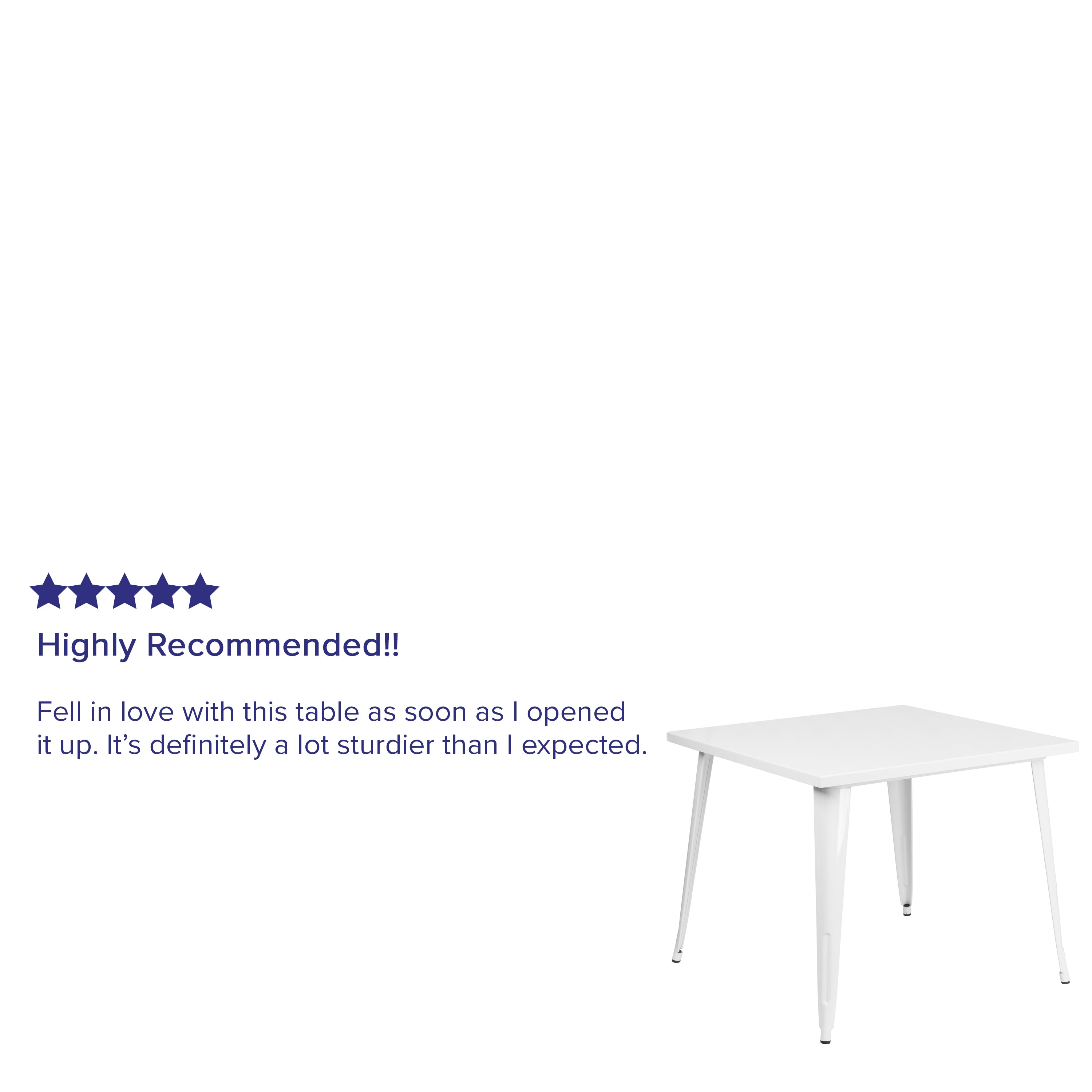 Parker Commercial Grade 35.5" Square White Metal Indoor-Outdoor Table