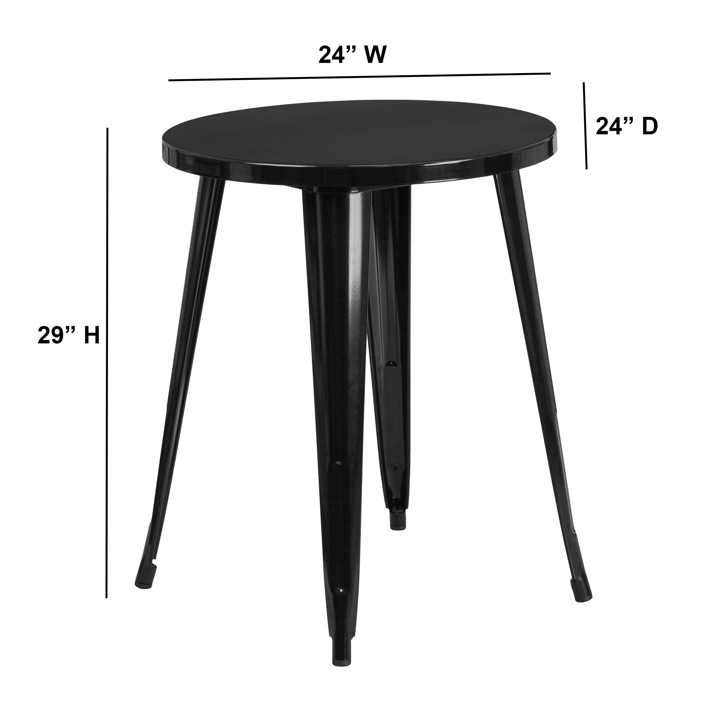 Webb Commercial Grade 24" Round Black Metal Indoor-Outdoor Table