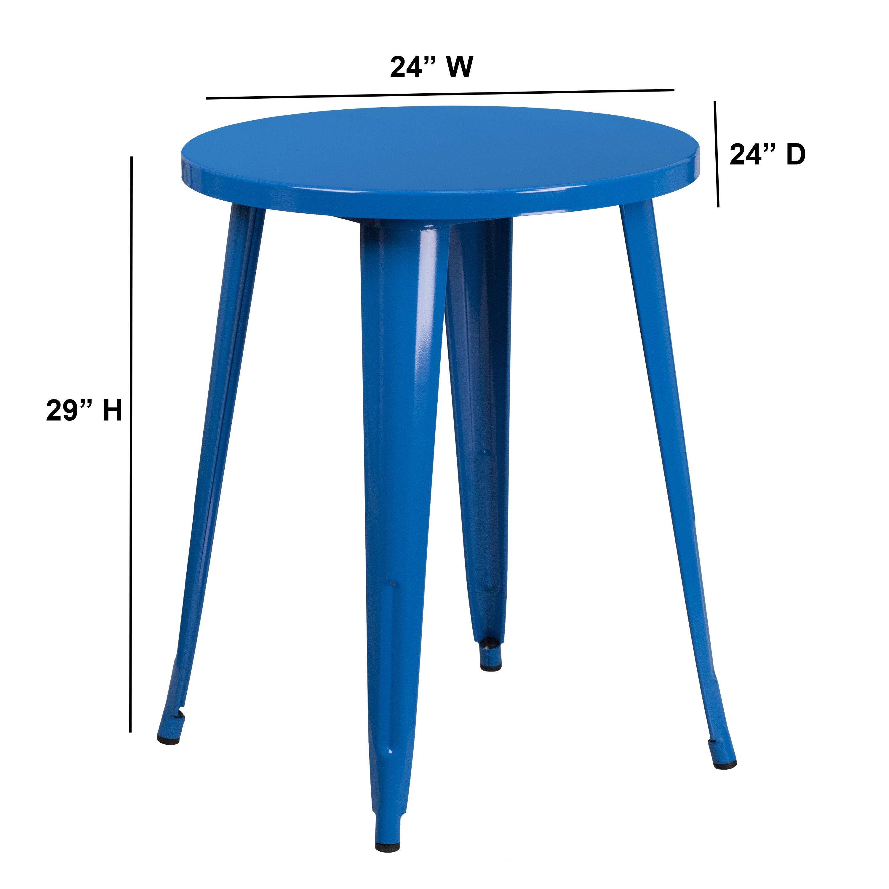 Webb Commercial Grade 24" Round Blue Metal Indoor-Outdoor Table