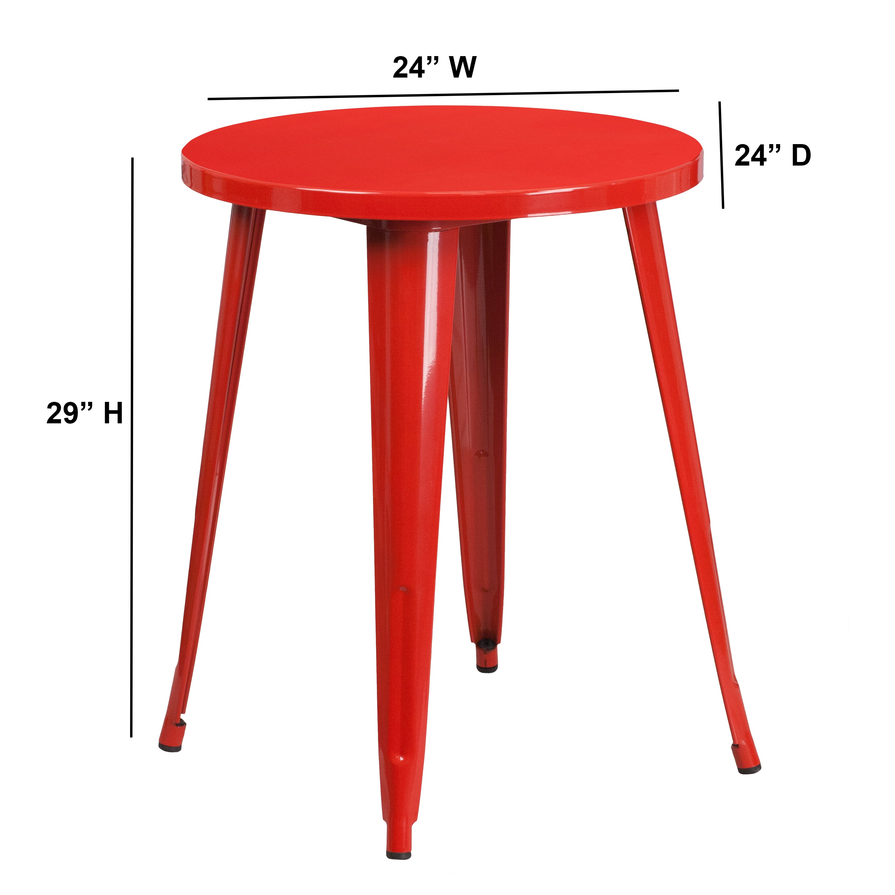 Webb Commercial Grade 24" Round Red Metal Indoor-Outdoor Table