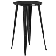 James Commercial Grade 24" Round Black Metal Indoor-Outdoor Bar Height Table