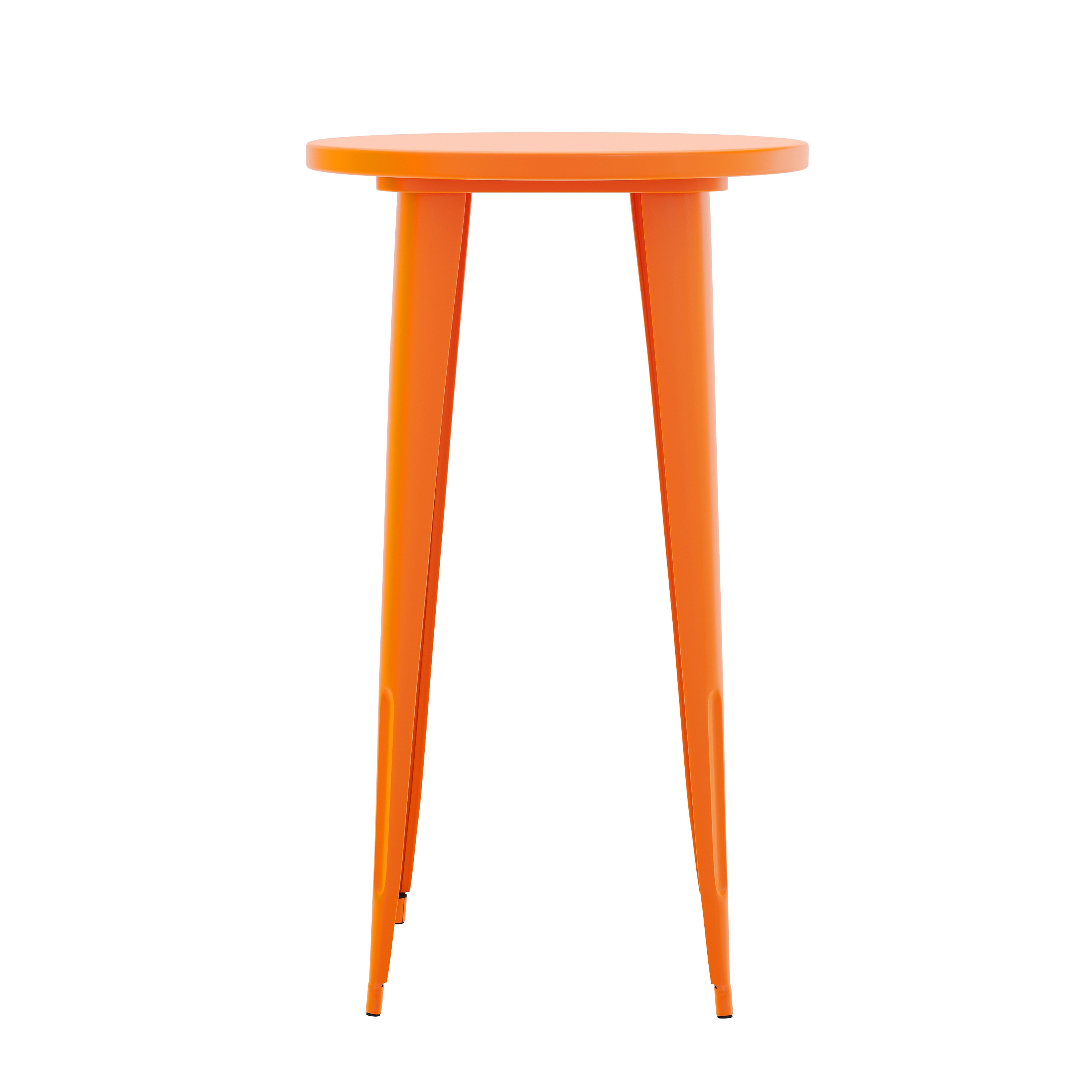 James Commercial Grade 24" Round Orange Metal Indoor-Outdoor Bar Height Table