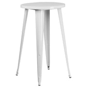 James Commercial Grade 24" Round White Metal Indoor-Outdoor Bar Height Table