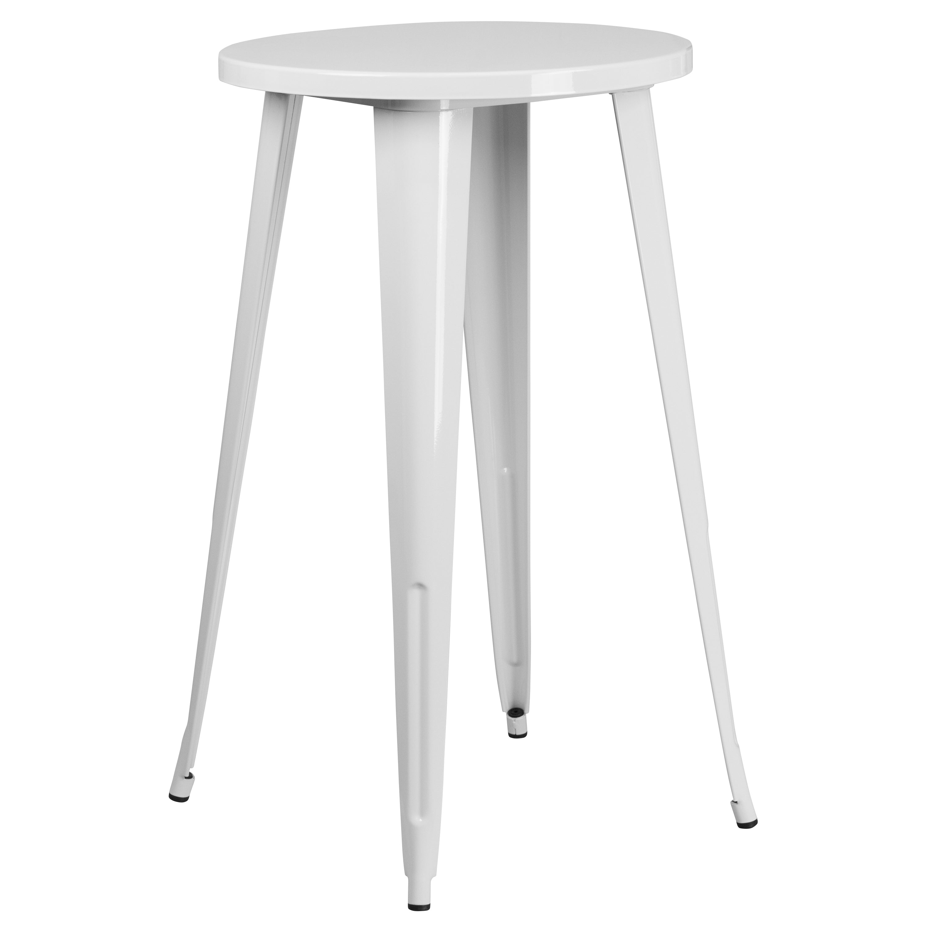 James Commercial Grade 24" Round White Metal Indoor-Outdoor Bar Height Table
