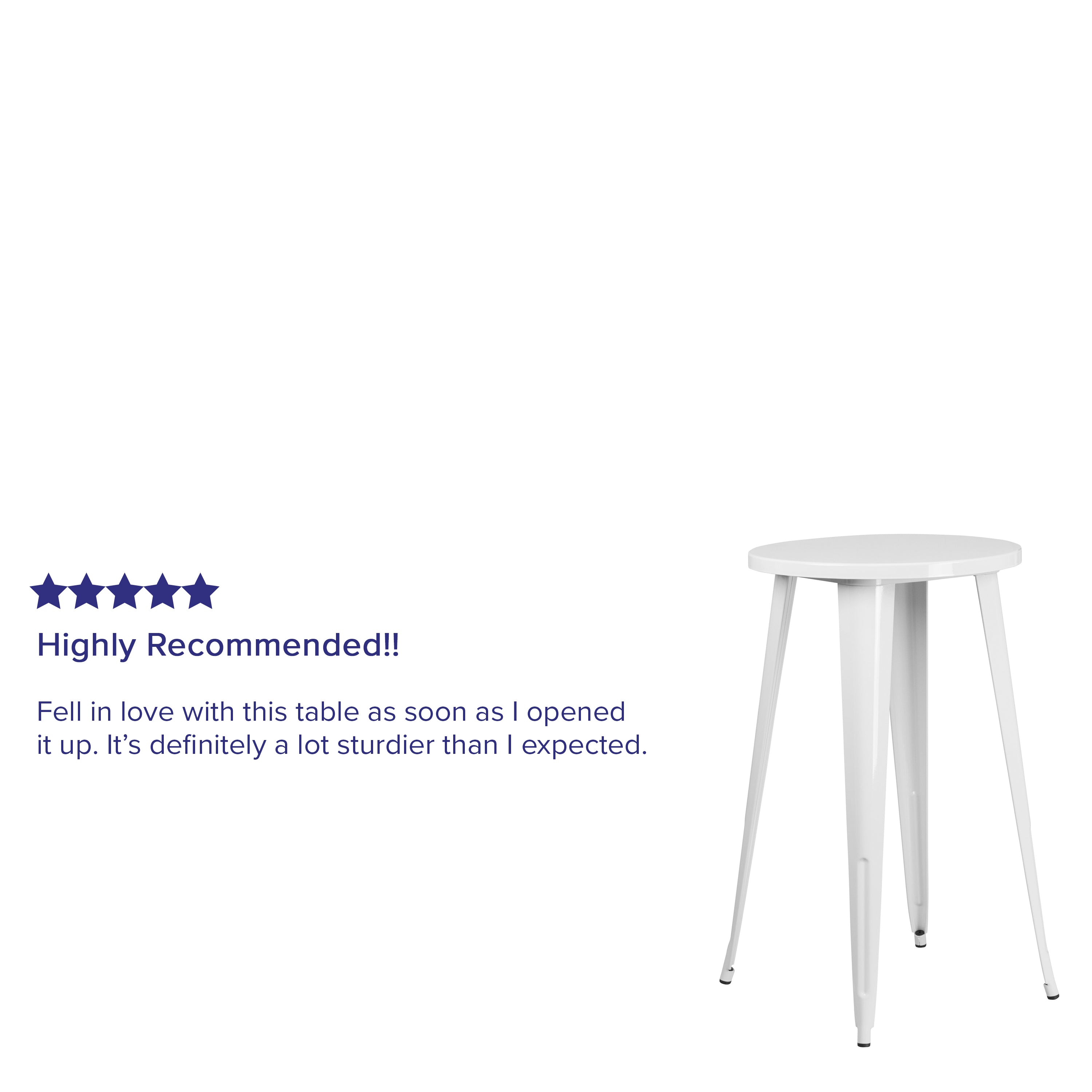 James Commercial Grade 24" Round White Metal Indoor-Outdoor Bar Height Table