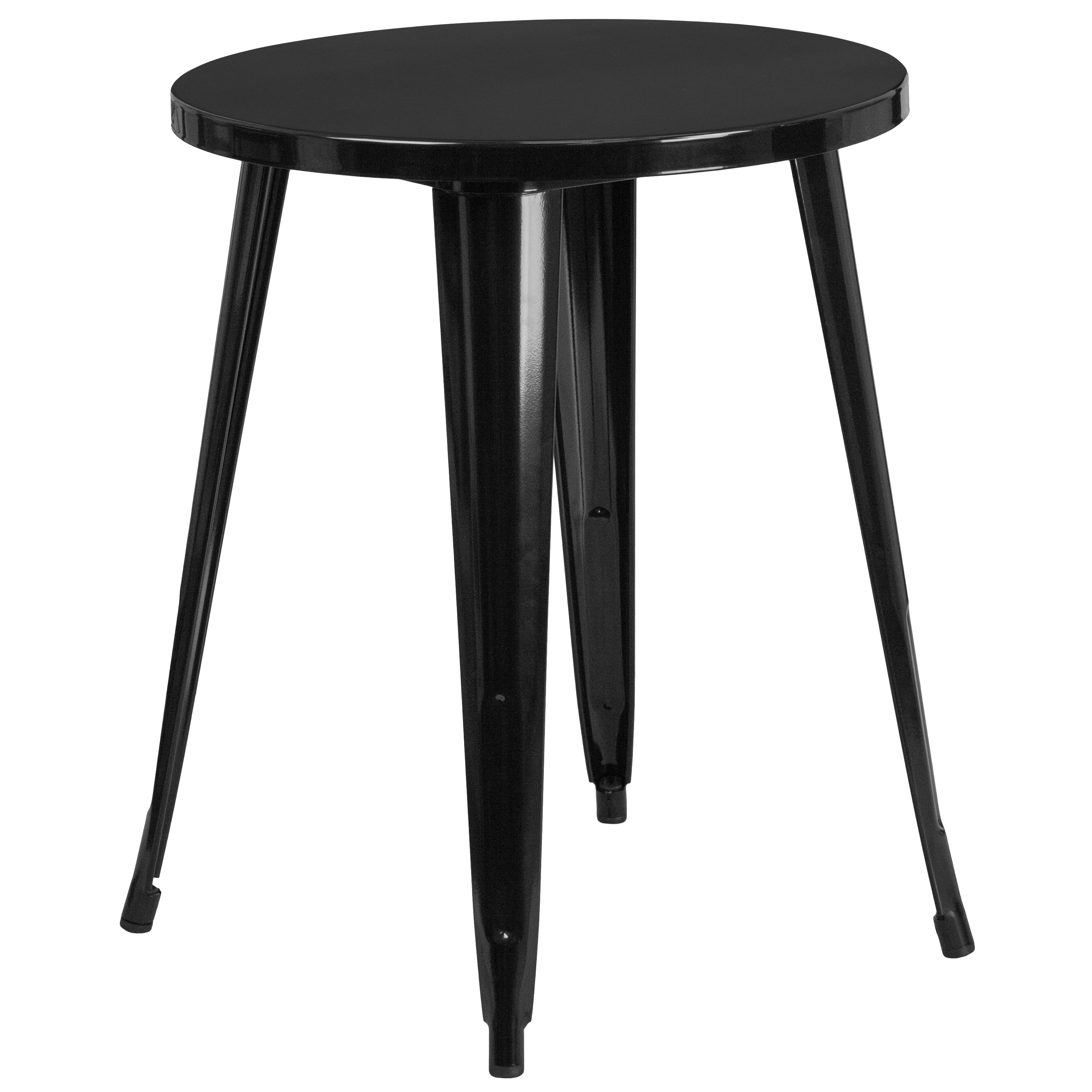 Chauncey Commercial Grade 24" Round Black Metal Indoor-Outdoor Table Set with 4 Arm Chairs