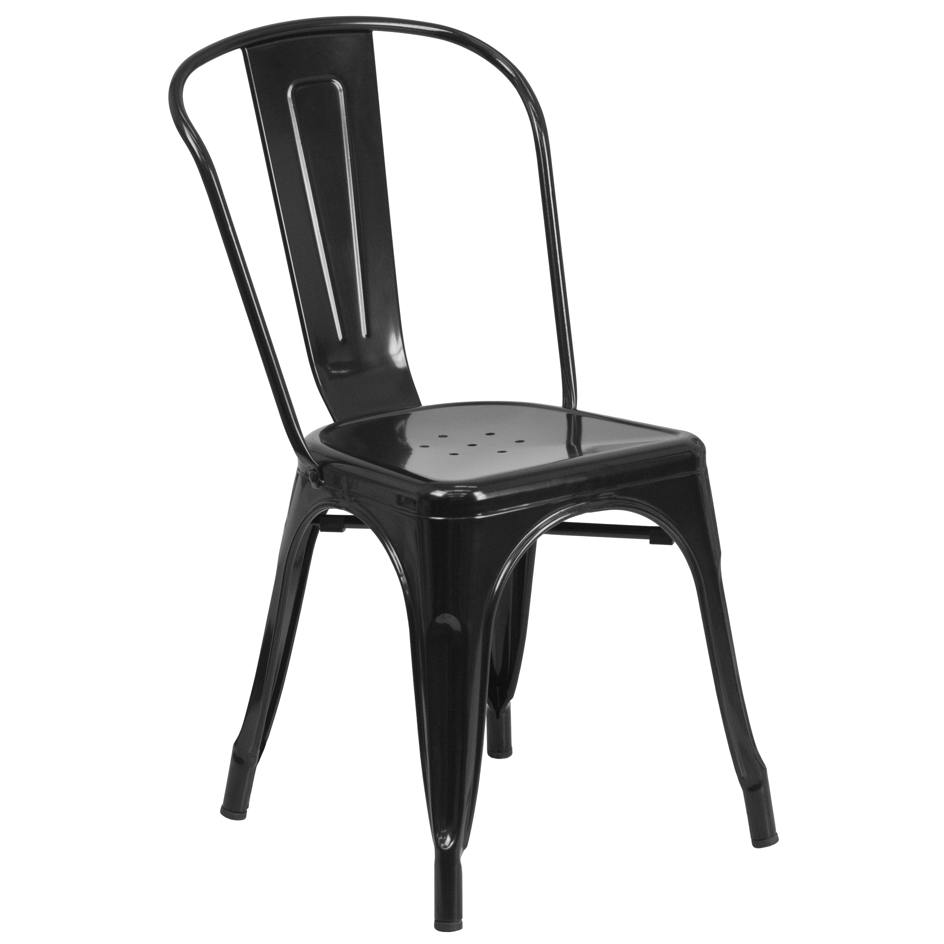 Chauncey Commercial Grade 24" Round Black Metal Indoor-Outdoor Table Set with 4 Cafe Chairs