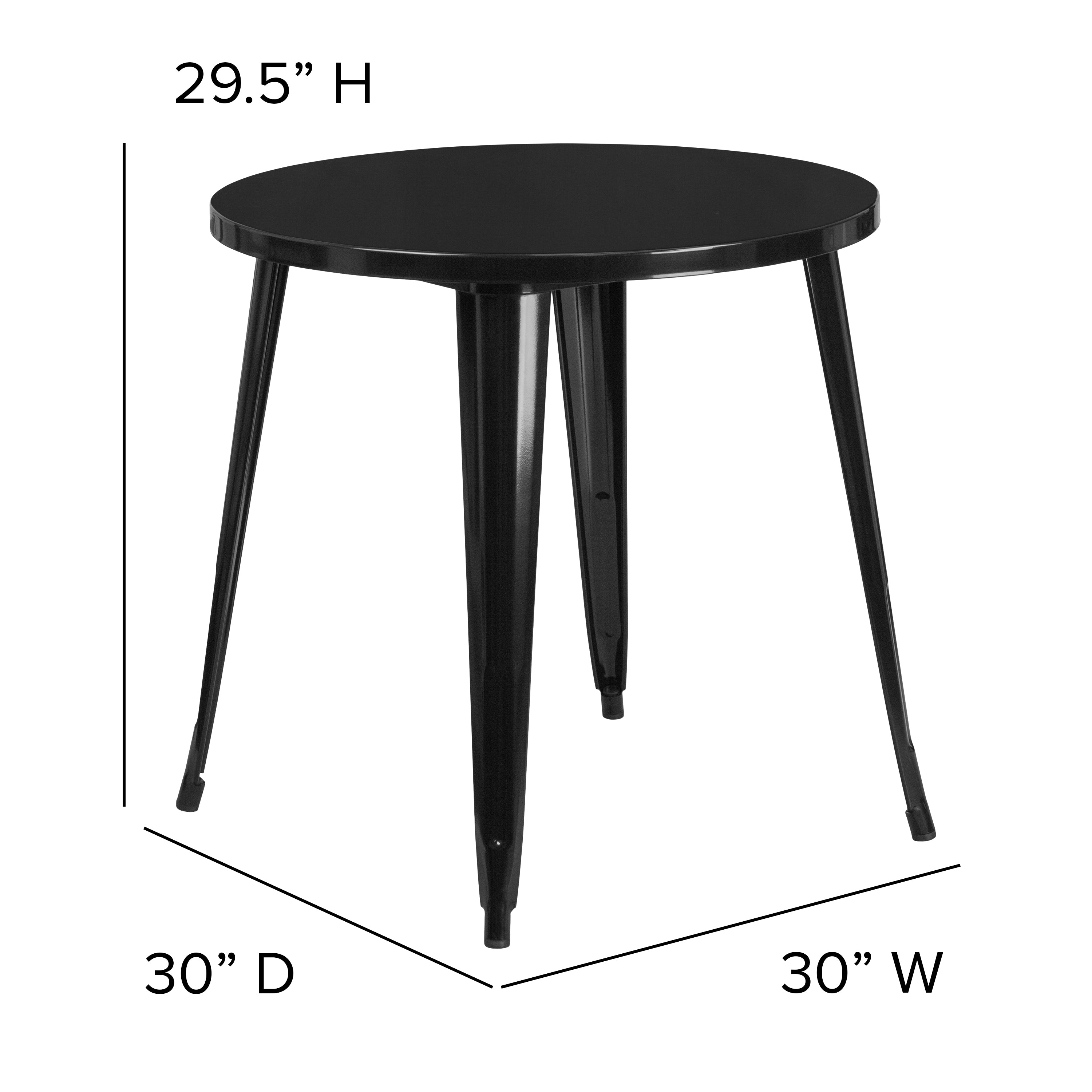 Jeffrey Commercial Grade 30" Round Black Metal Indoor-Outdoor Table