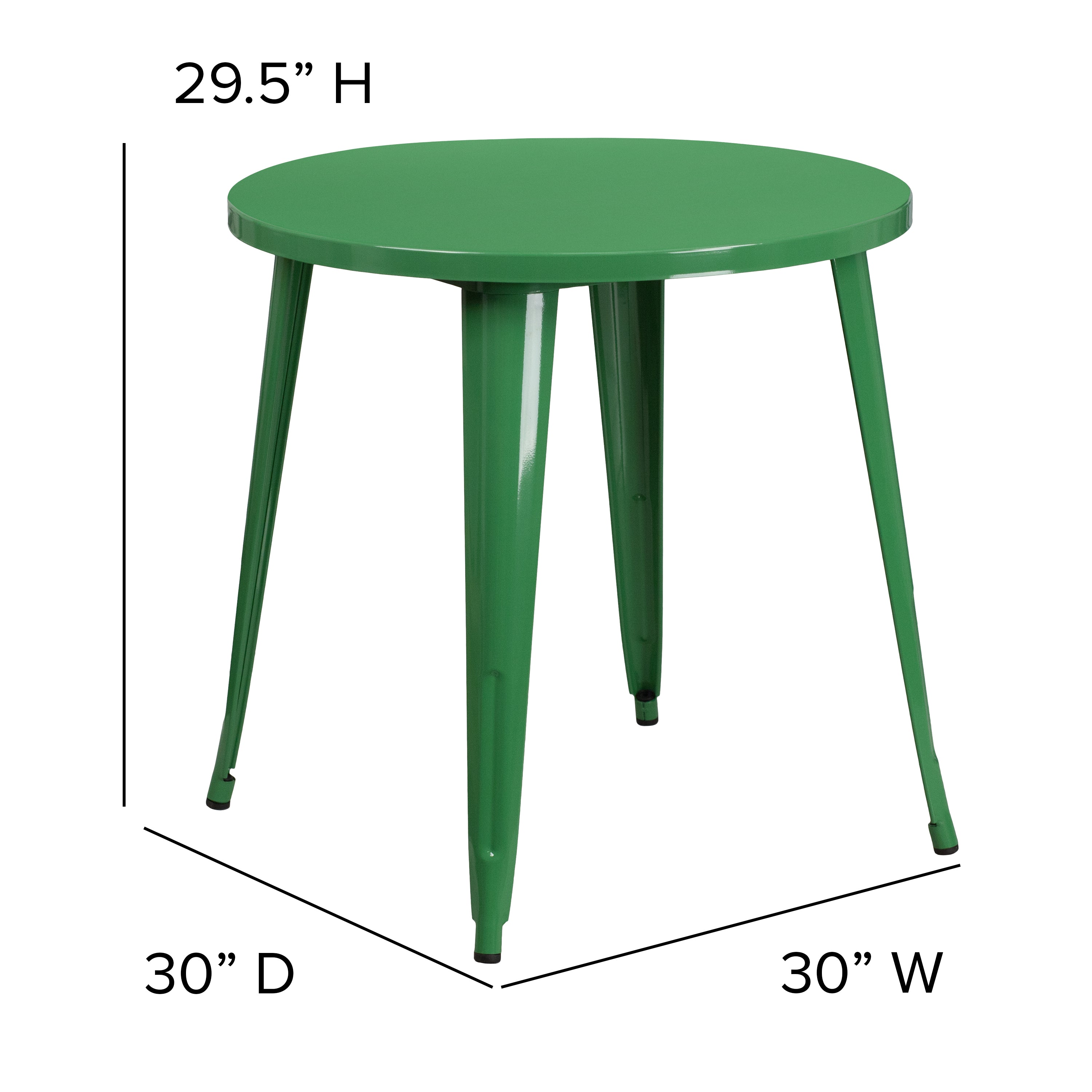 Jeffrey Commercial Grade 30" Round Green Metal Indoor-Outdoor Table