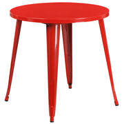 Jeffrey Commercial Grade 30" Round Red Metal Indoor-Outdoor Table