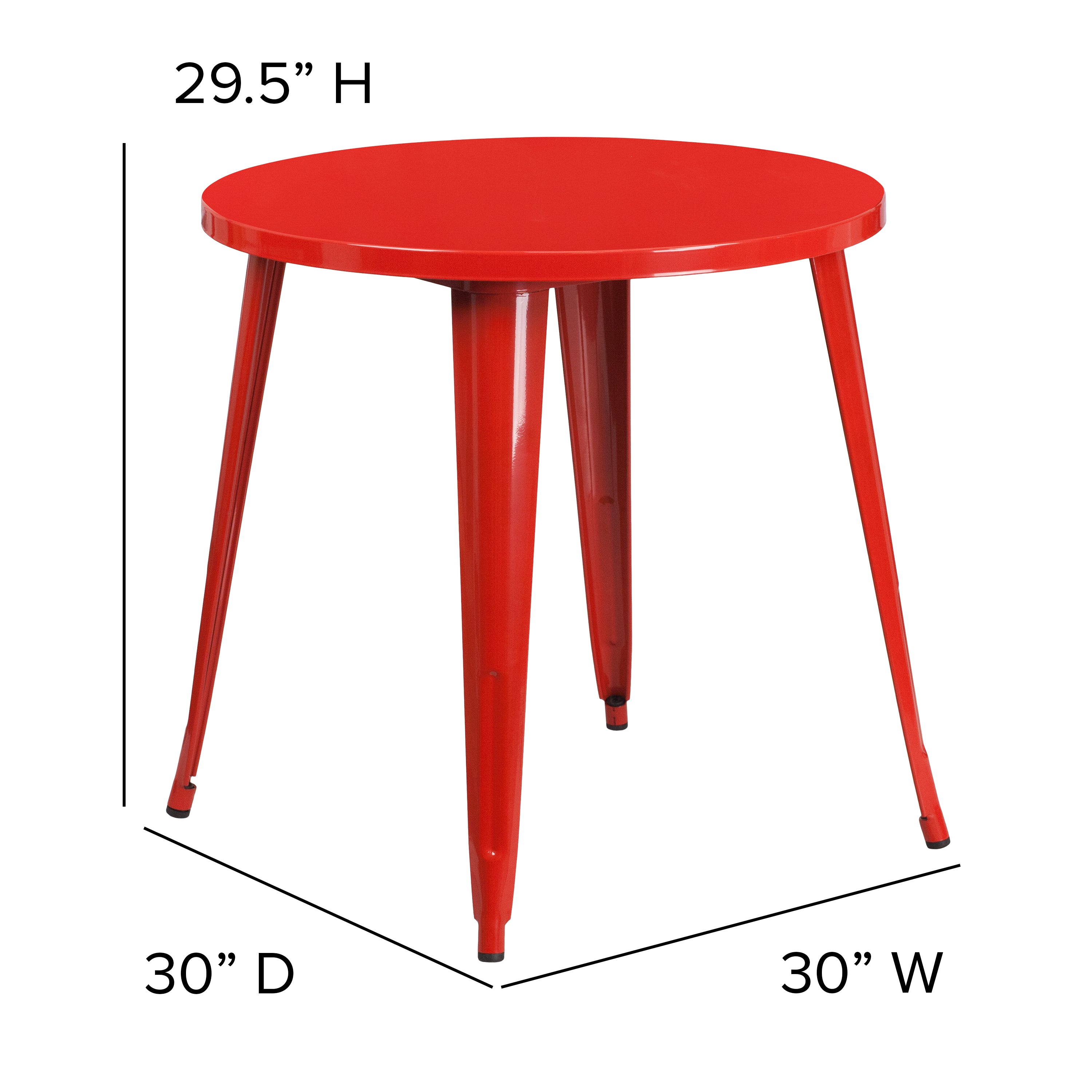 Jeffrey Commercial Grade 30" Round Red Metal Indoor-Outdoor Table