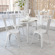 Jeffrey Commercial Grade 30" Round White Metal Indoor-Outdoor Table