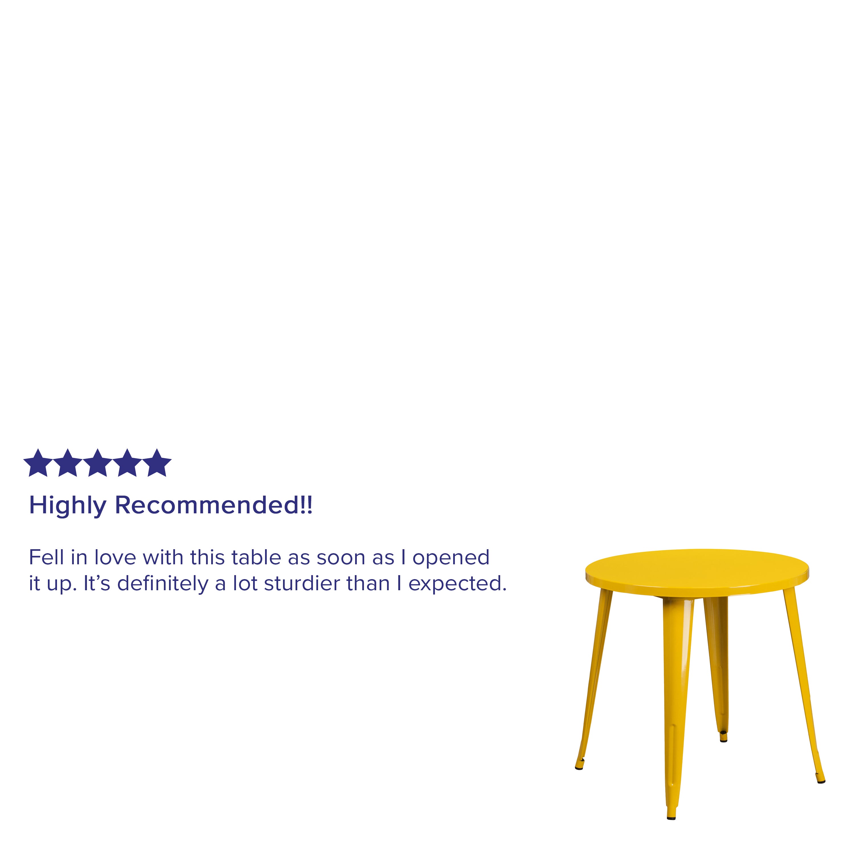 Jeffrey Commercial Grade 30" Round Yellow Metal Indoor-Outdoor Table