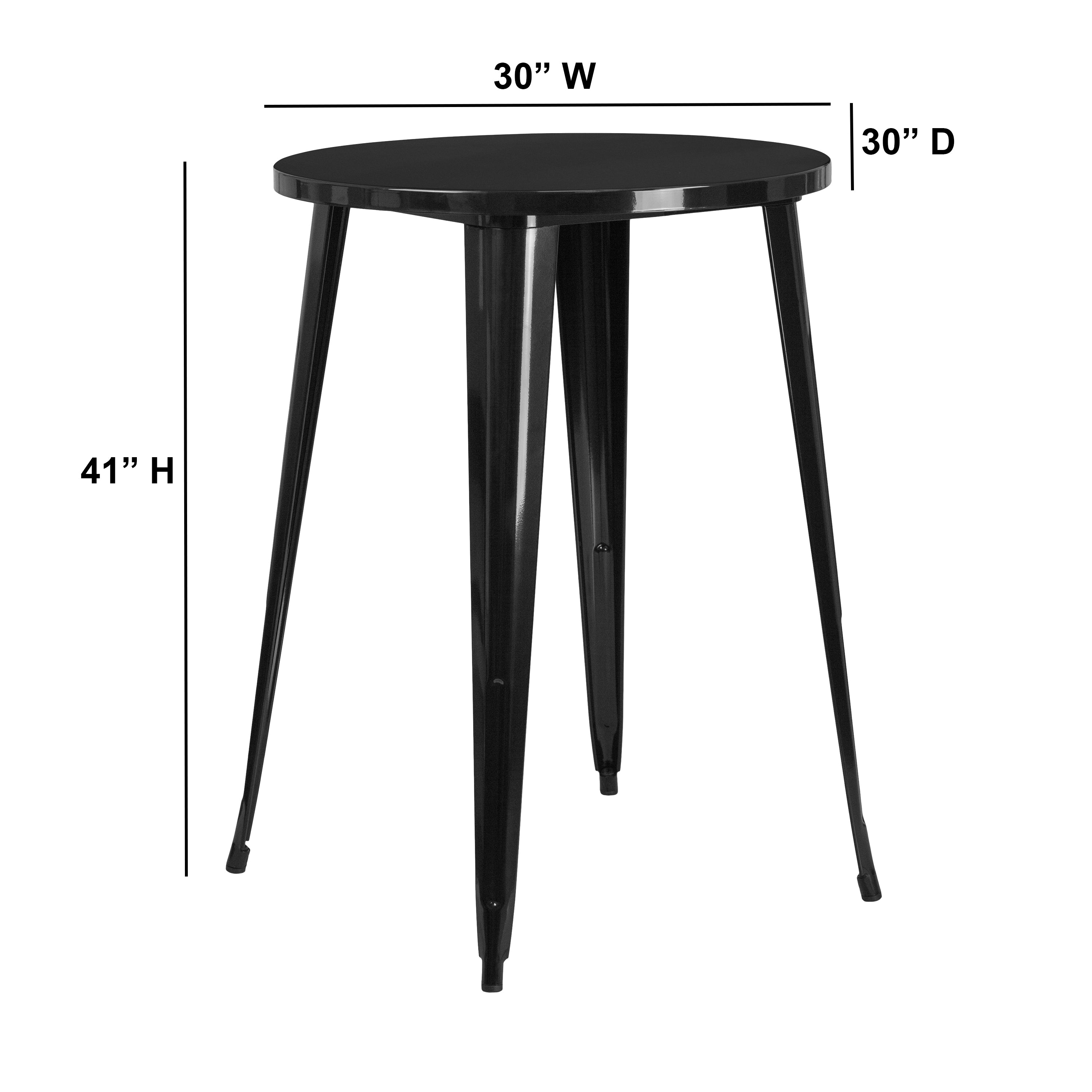 Philip Commercial Grade 30" Round Black Metal Indoor-Outdoor Bar Height Table
