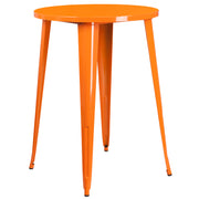Philip Commercial Grade 30" Round Orange Metal Indoor-Outdoor Bar Height Table