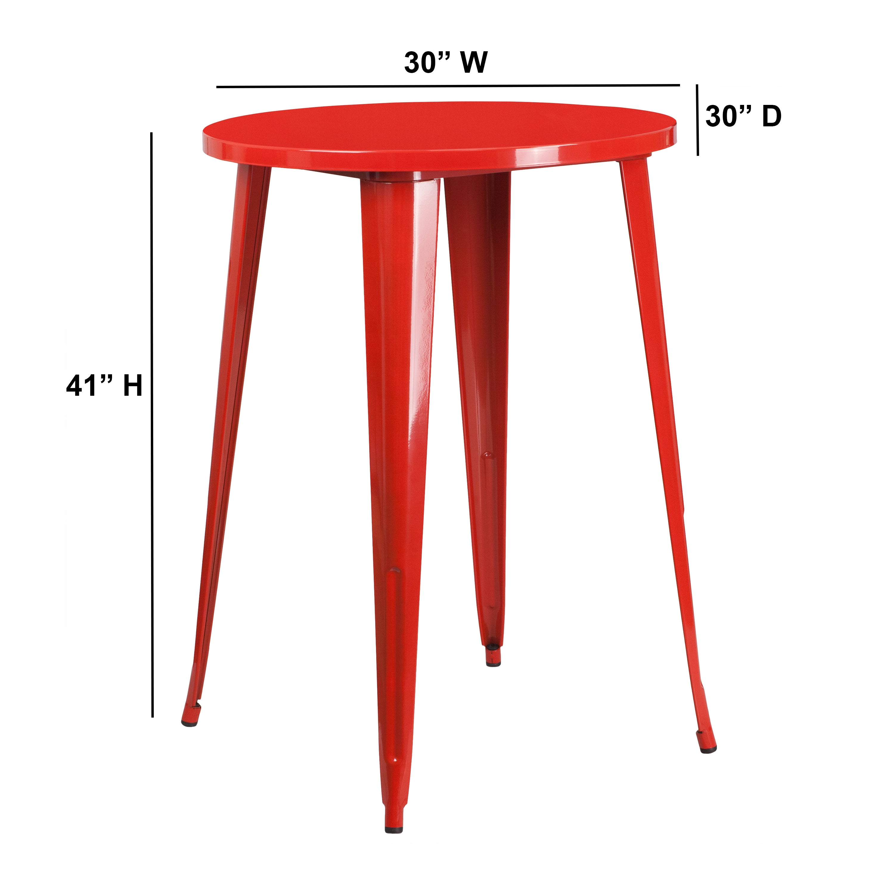 Philip Commercial Grade 30" Round Red Metal Indoor-Outdoor Bar Height Table