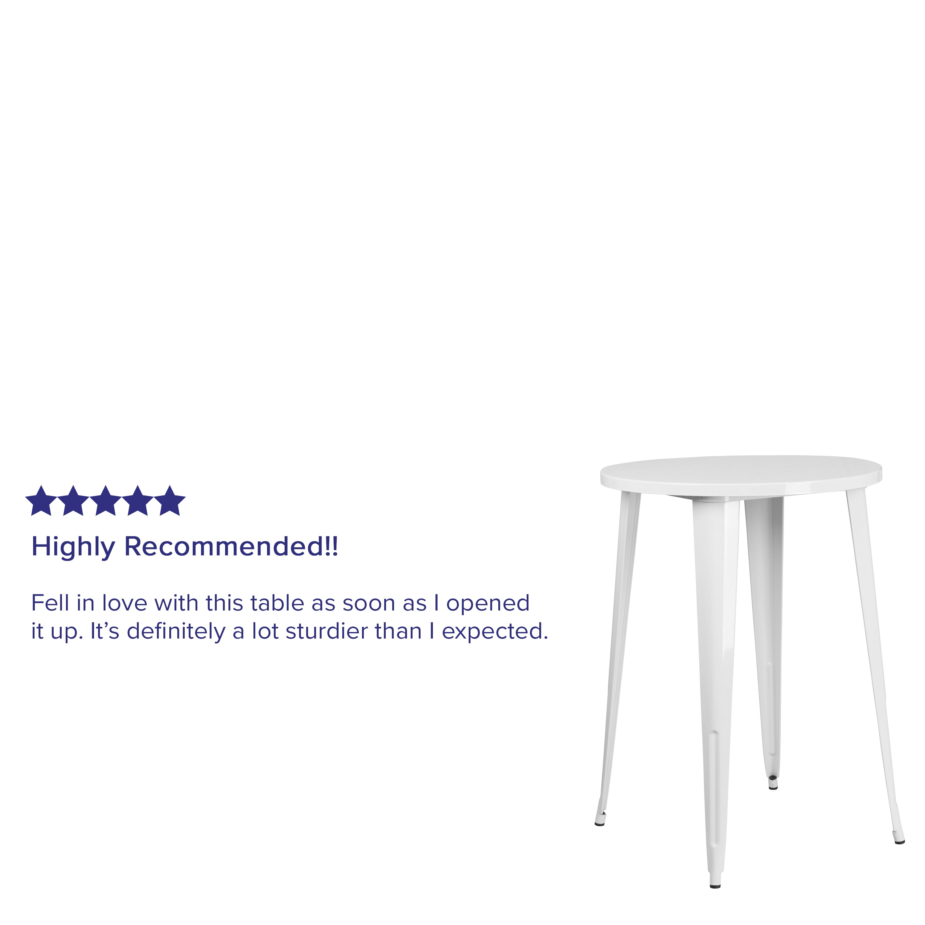 Philip Commercial Grade 30" Round White Metal Indoor-Outdoor Bar Height Table