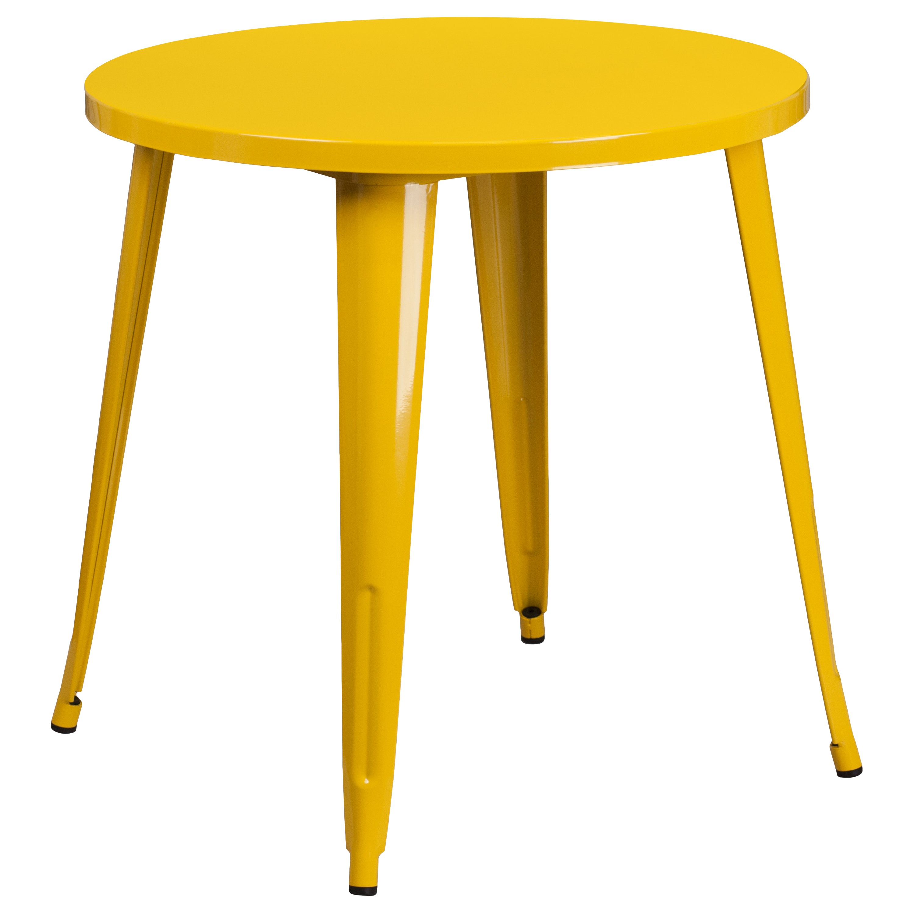 Conrad  Commercial Grade 30" Round Yellow Metal Indoor-Outdoor Table Set with 2 Arm Chairs