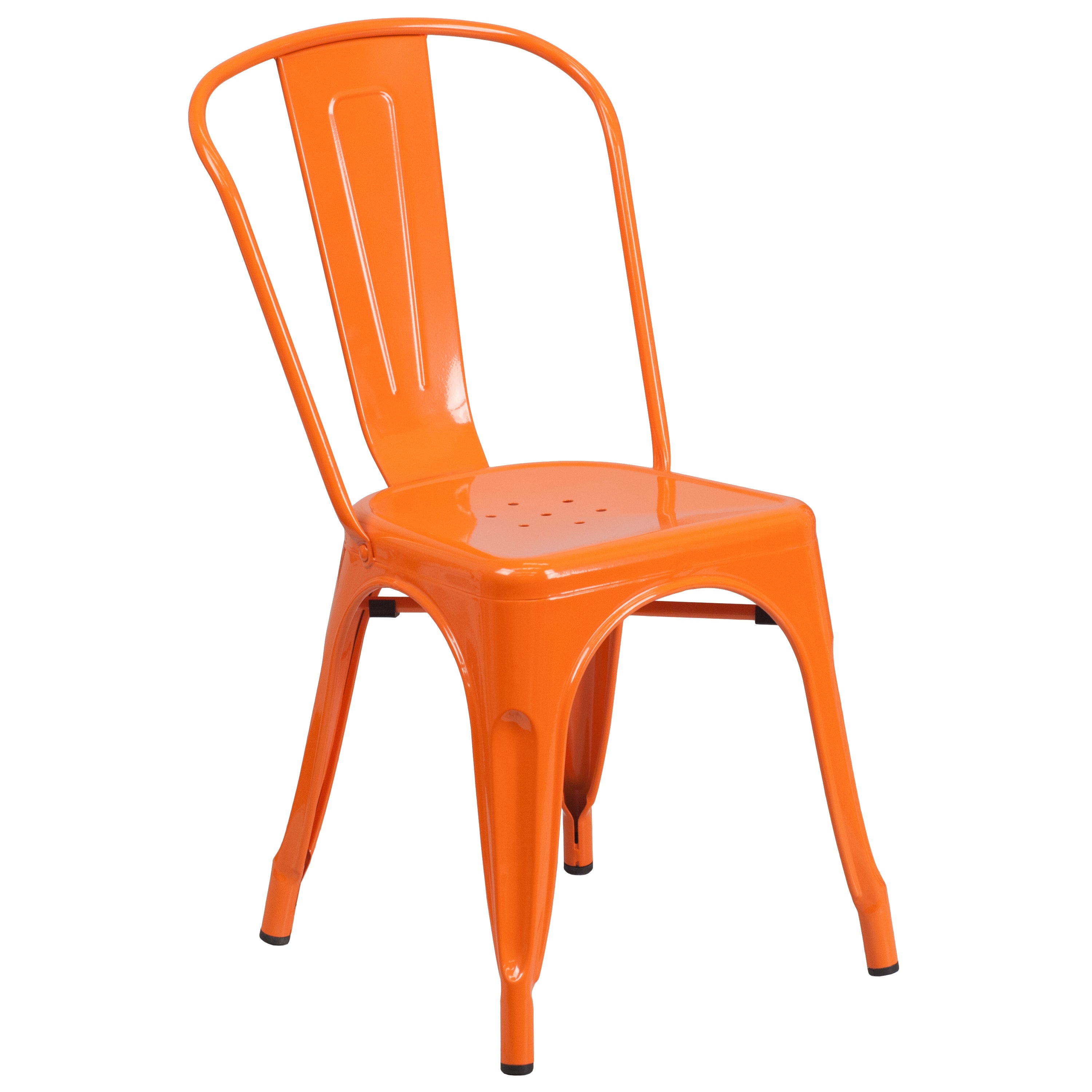 Dalton Commercial Grade 30" Round Orange Metal Indoor-Outdoor Table Set with 4 Cafe Chairs