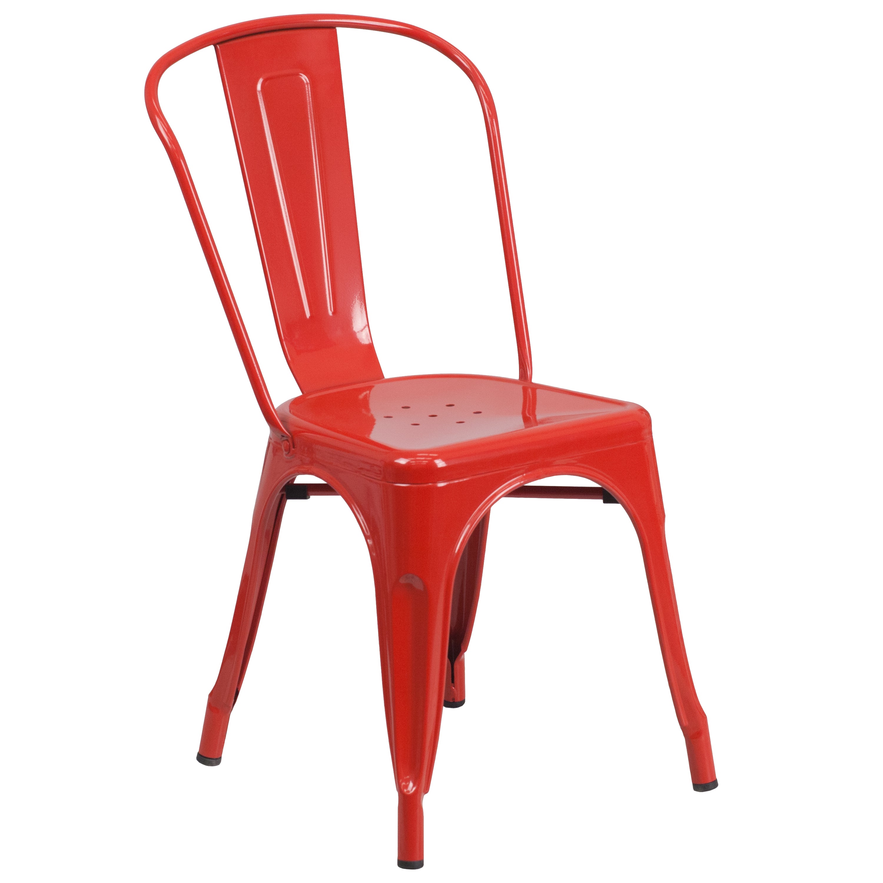 Dalton Commercial Grade 30" Round Red Metal Indoor-Outdoor Table Set with 4 Cafe Chairs