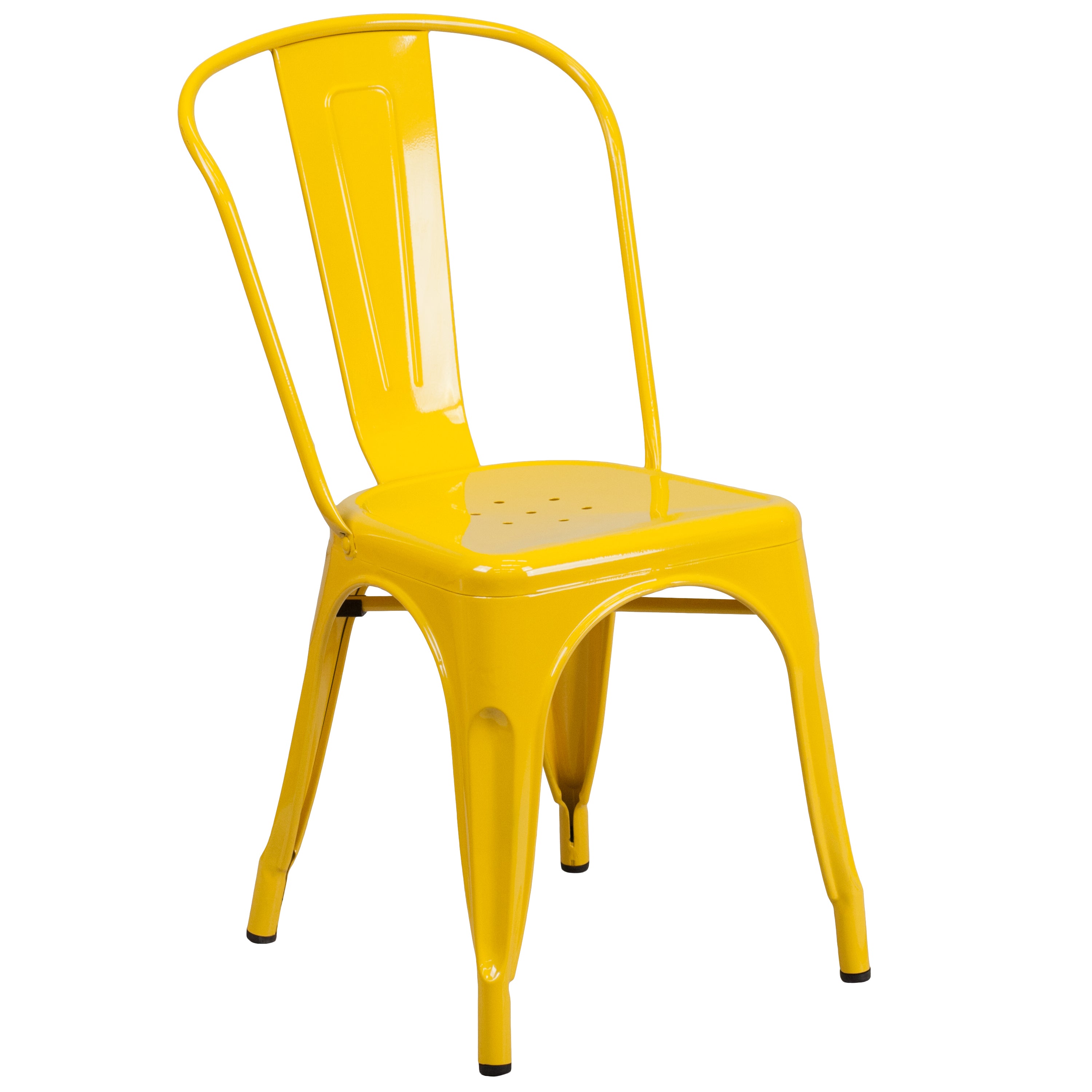 Dalton Commercial Grade 30" Round Yellow Metal Indoor-Outdoor Table Set with 4 Cafe Chairs