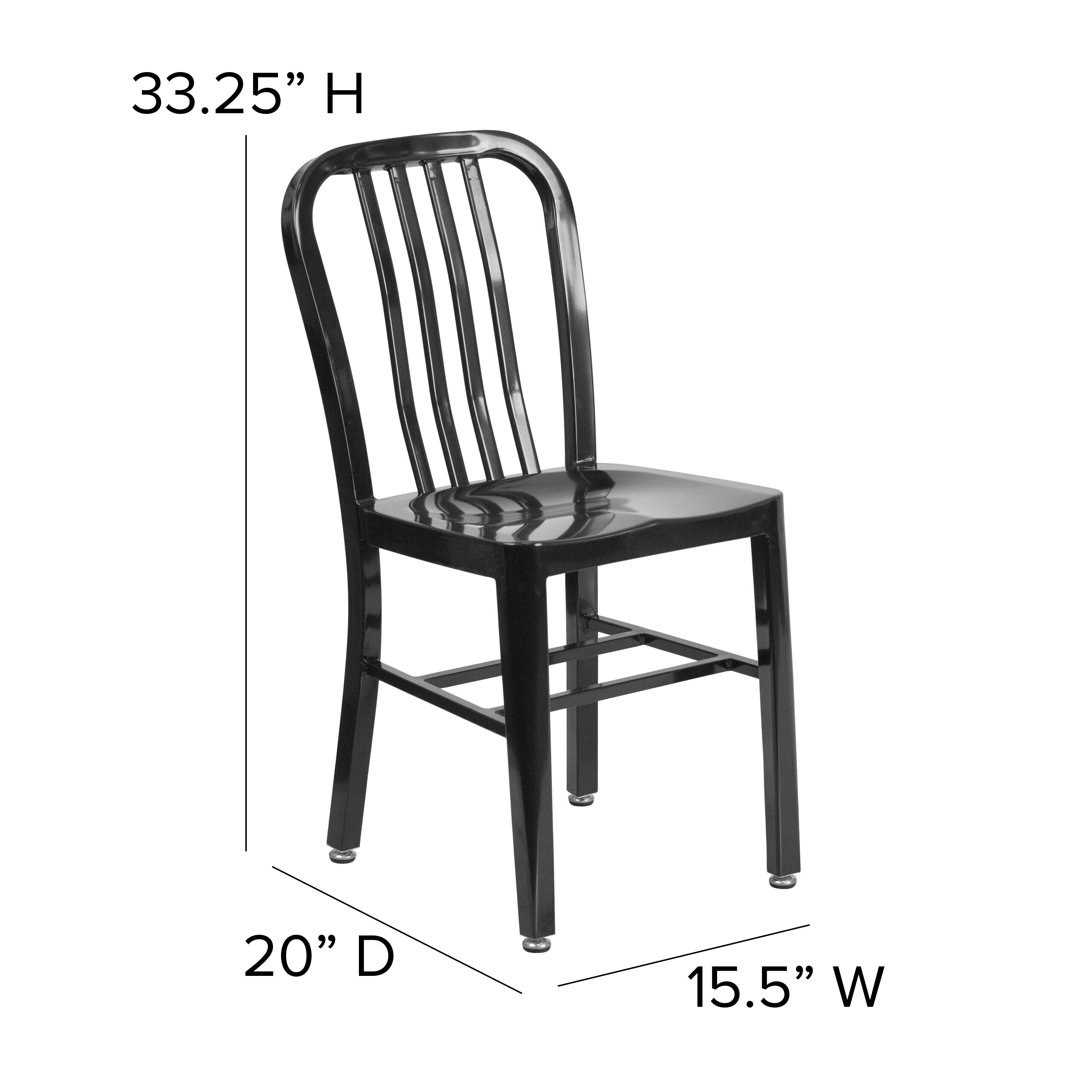 Gael Commercial Grade Black Metal Indoor-Outdoor Chair