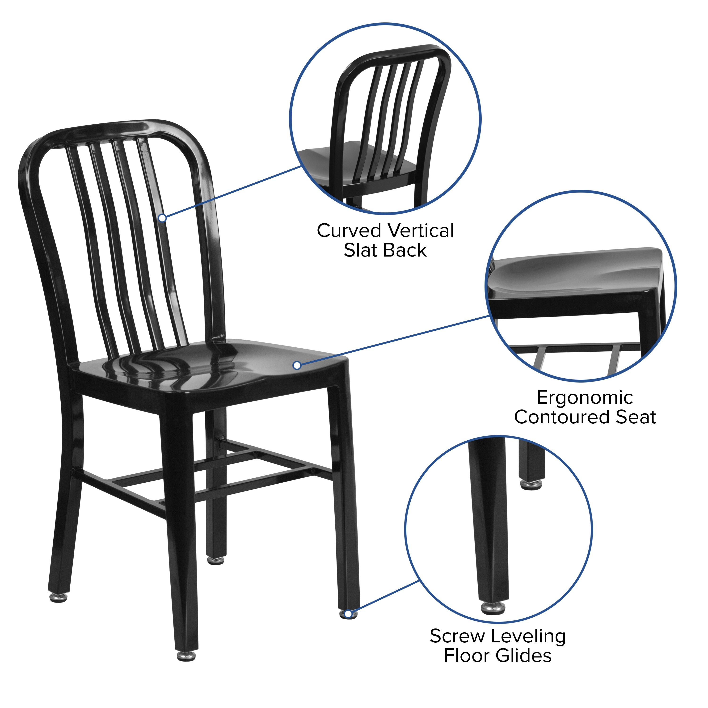 Gael Commercial Grade Black Metal Indoor-Outdoor Chair