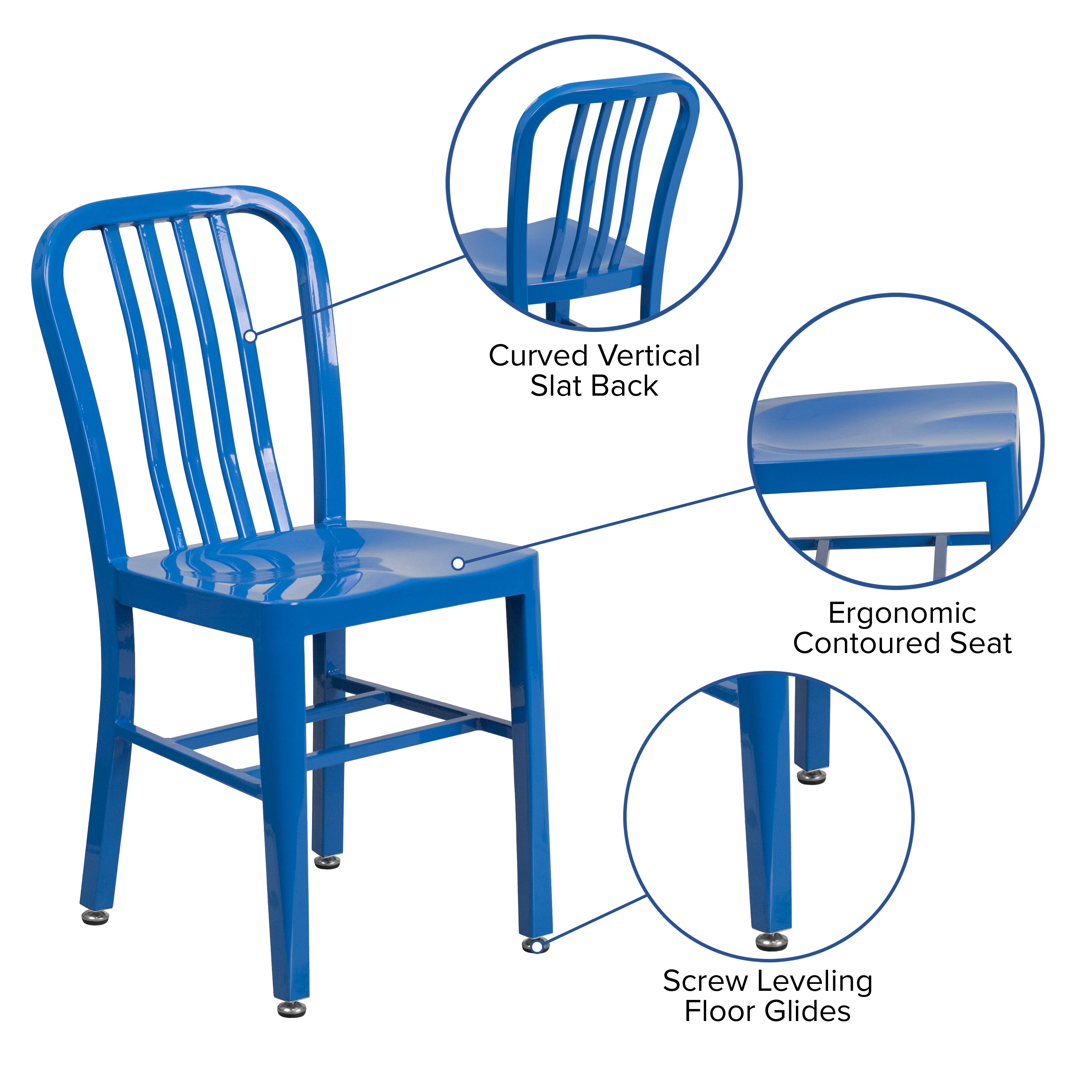 Gael Commercial Grade Blue Metal Indoor-Outdoor Chair