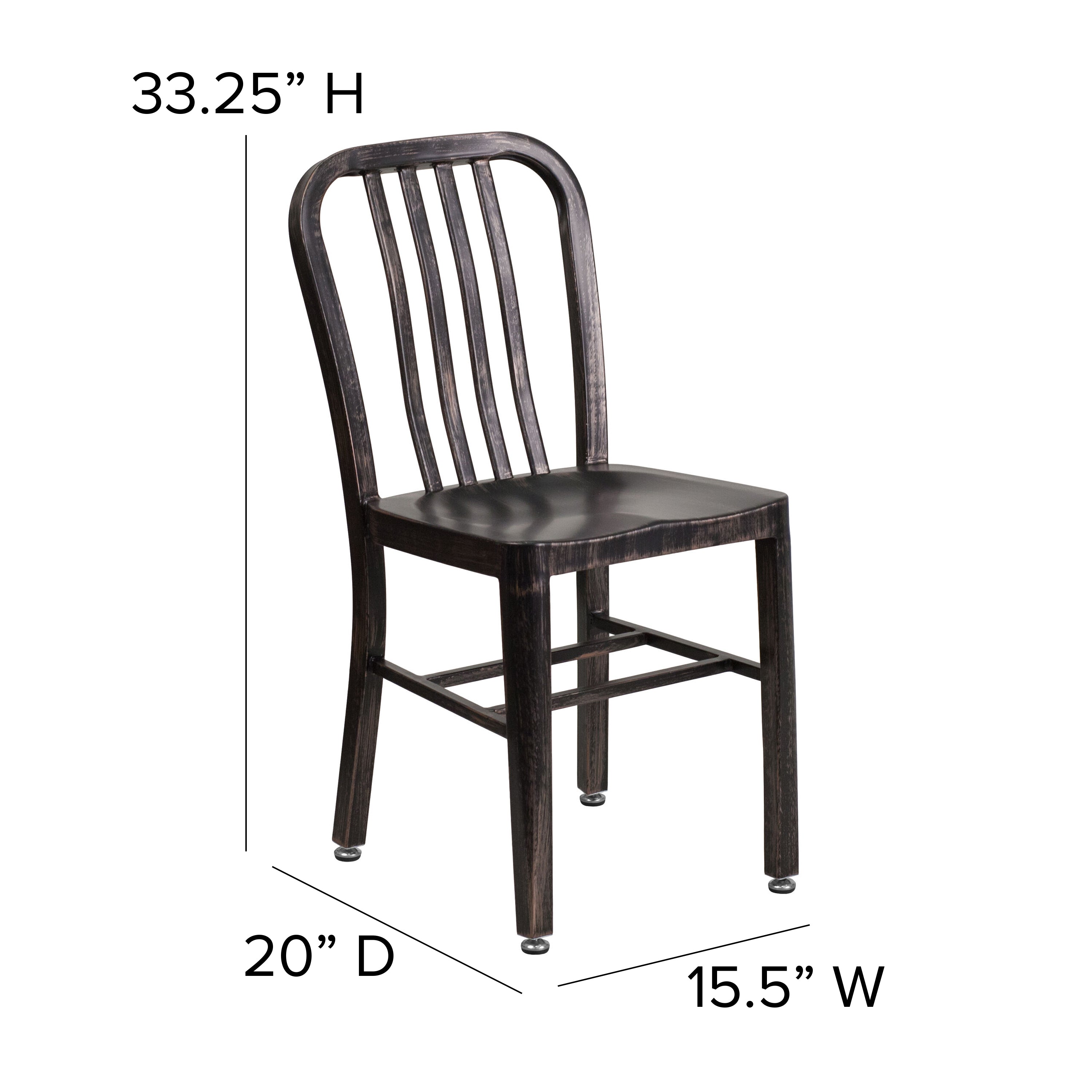 Gael Commercial Grade Black-Antique Gold Metal Indoor-Outdoor Chair