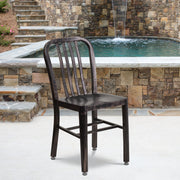 Gael Commercial Grade Black-Antique Gold Metal Indoor-Outdoor Chair
