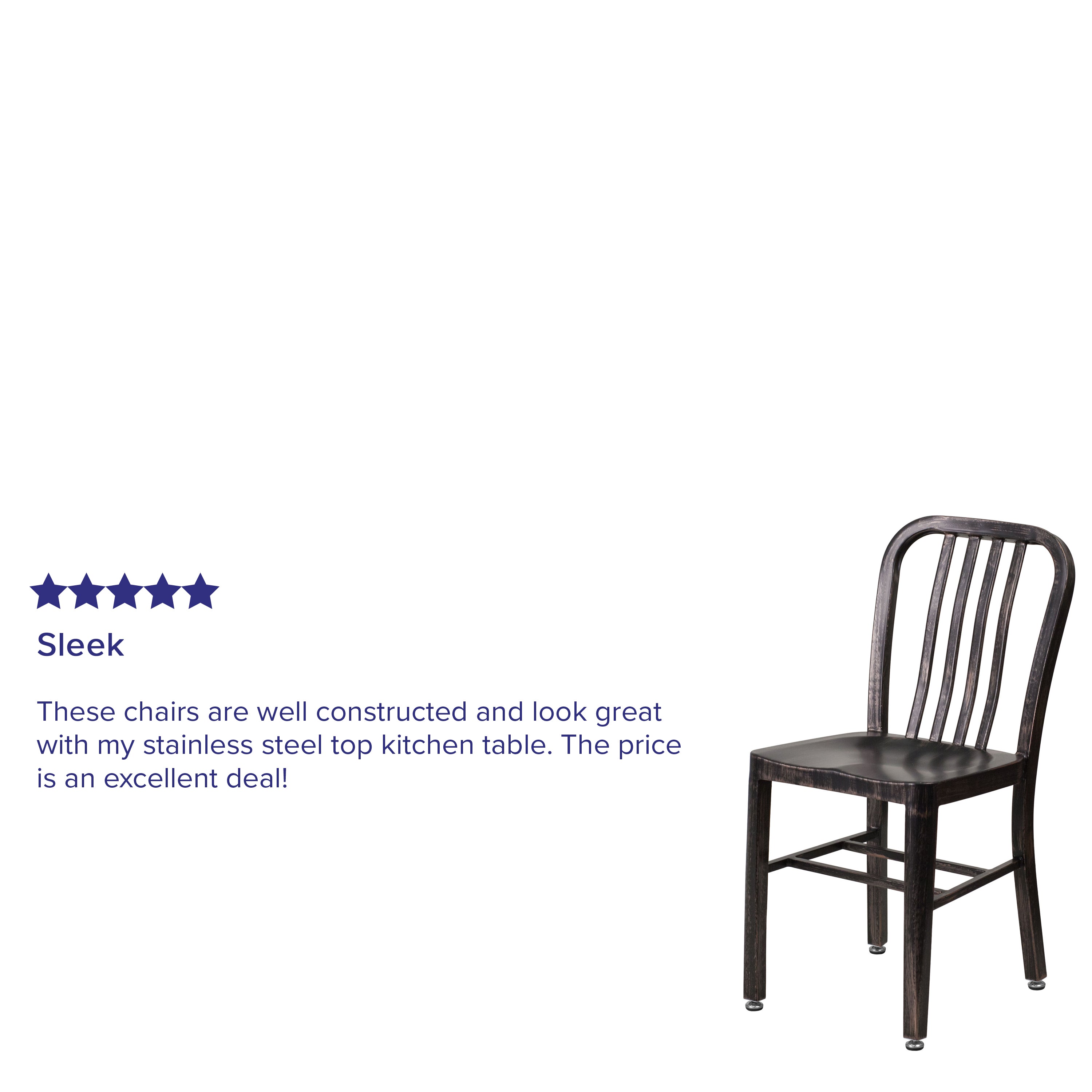 Gael Commercial Grade Black-Antique Gold Metal Indoor-Outdoor Chair