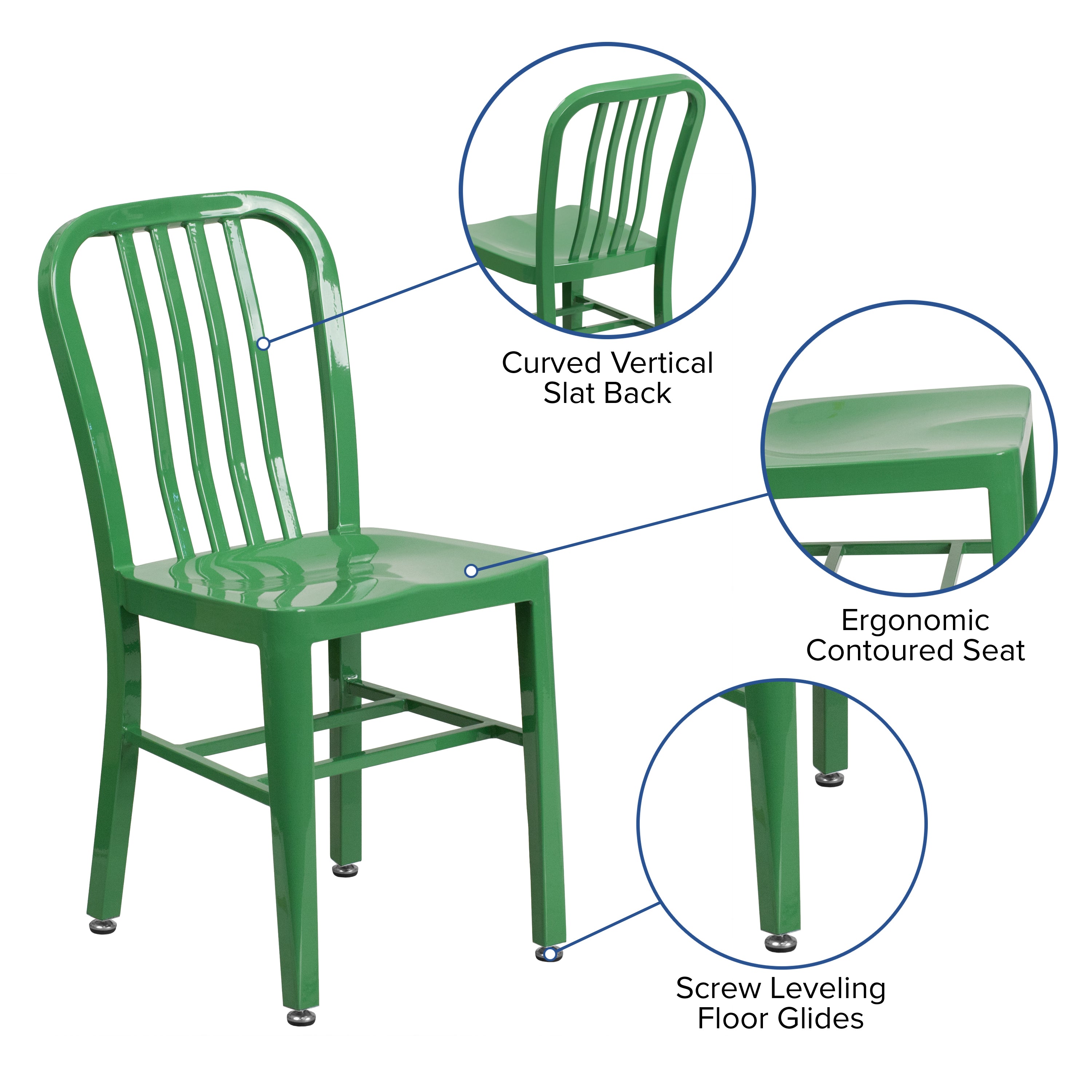 Gael Commercial Grade Green Metal Indoor-Outdoor Chair