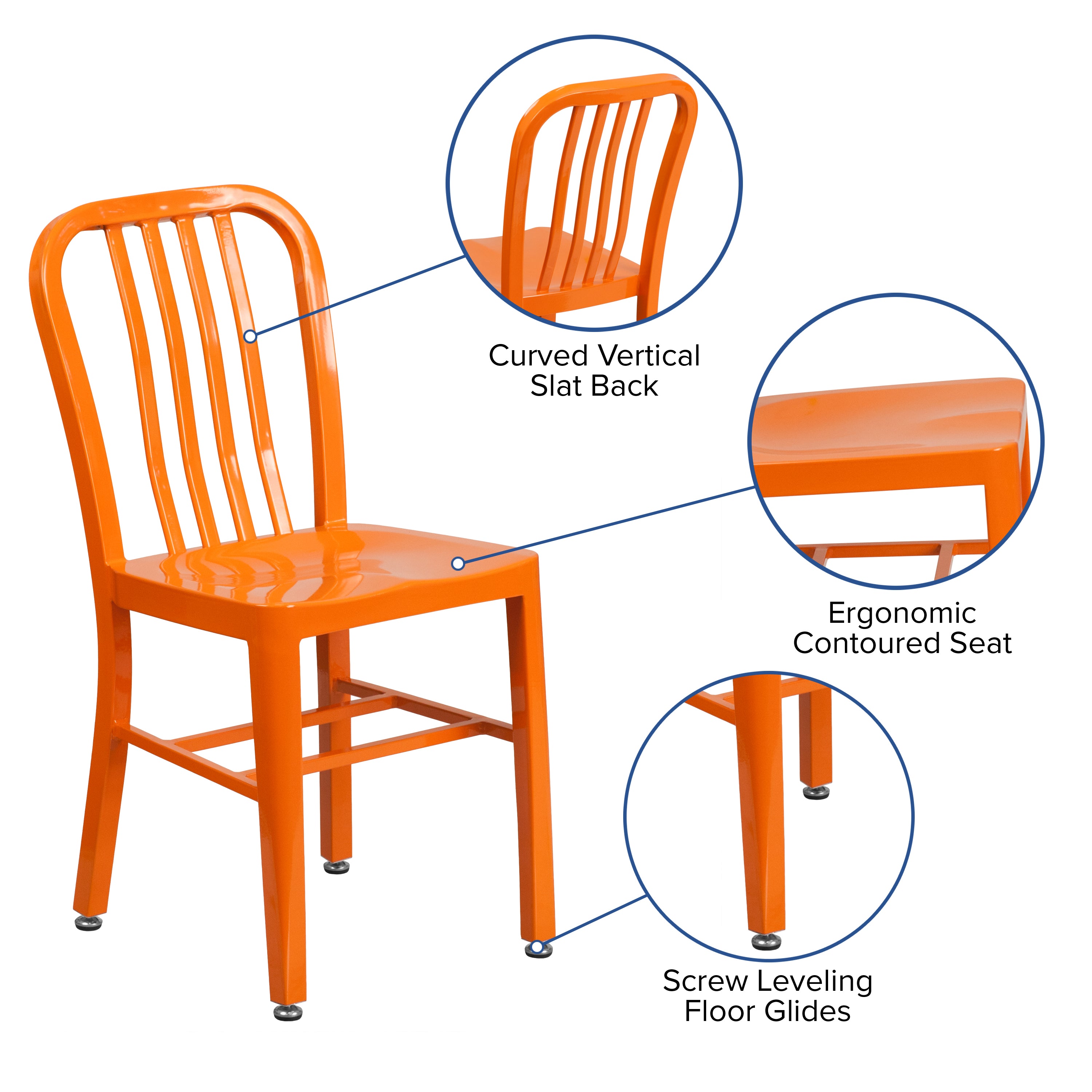 Gael Commercial Grade Orange Metal Indoor-Outdoor Chair