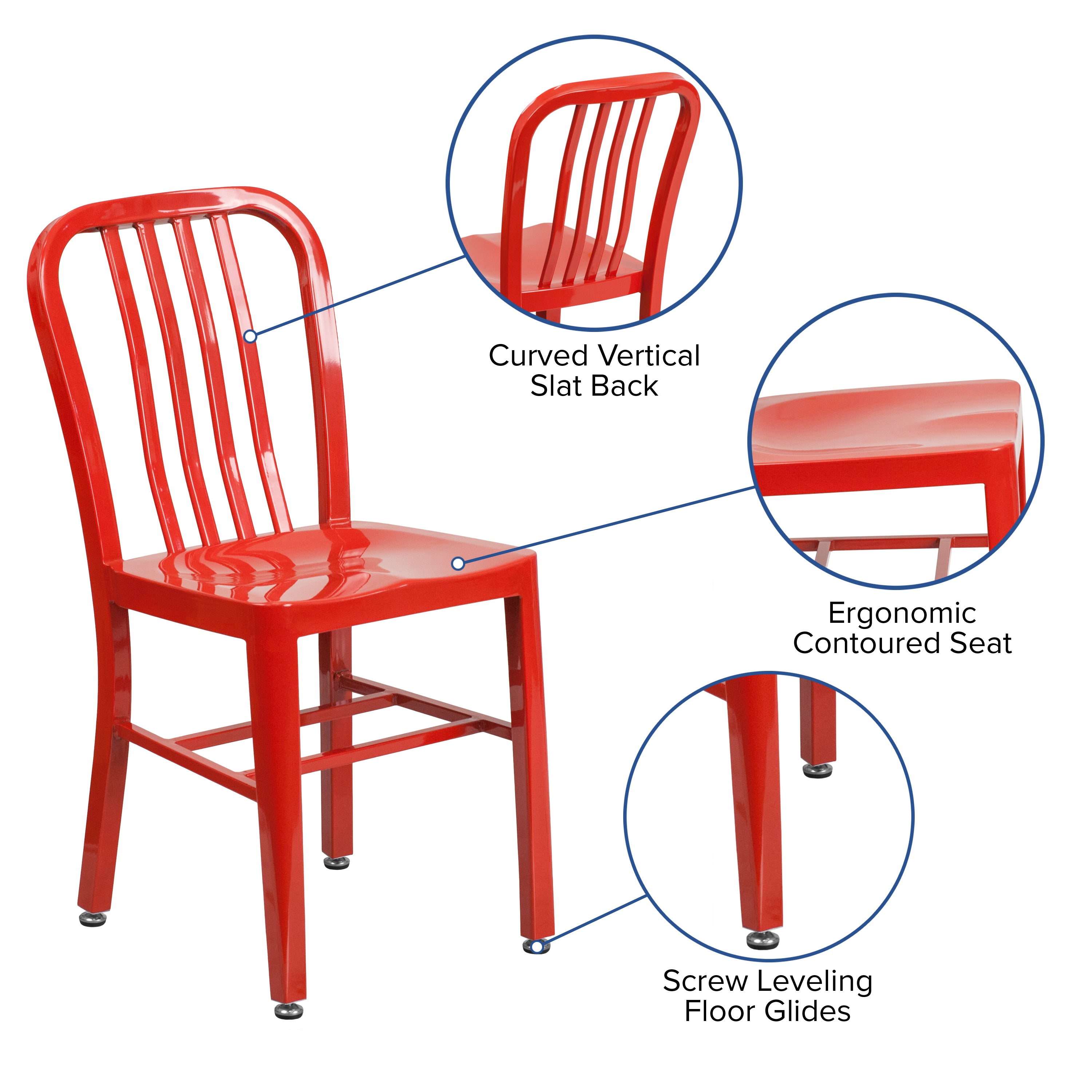 Gael Commercial Grade Red Metal Indoor-Outdoor Chair