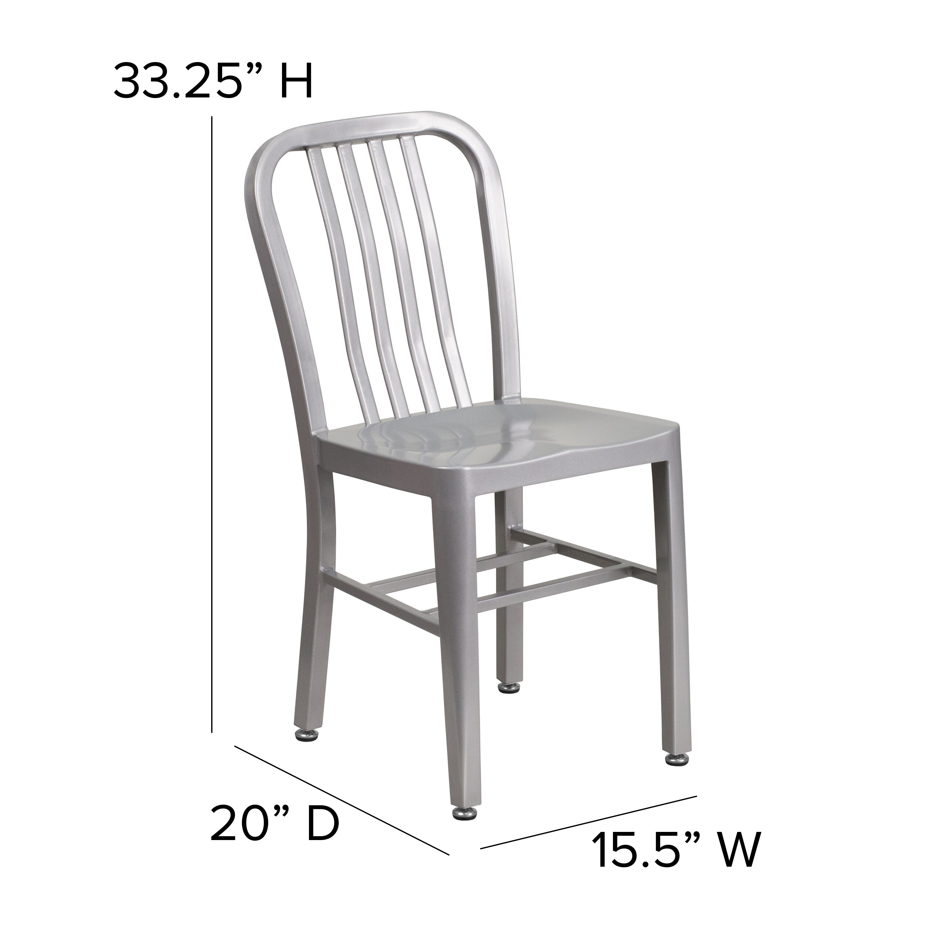 Gael Commercial Grade Silver Metal Indoor-Outdoor Chair