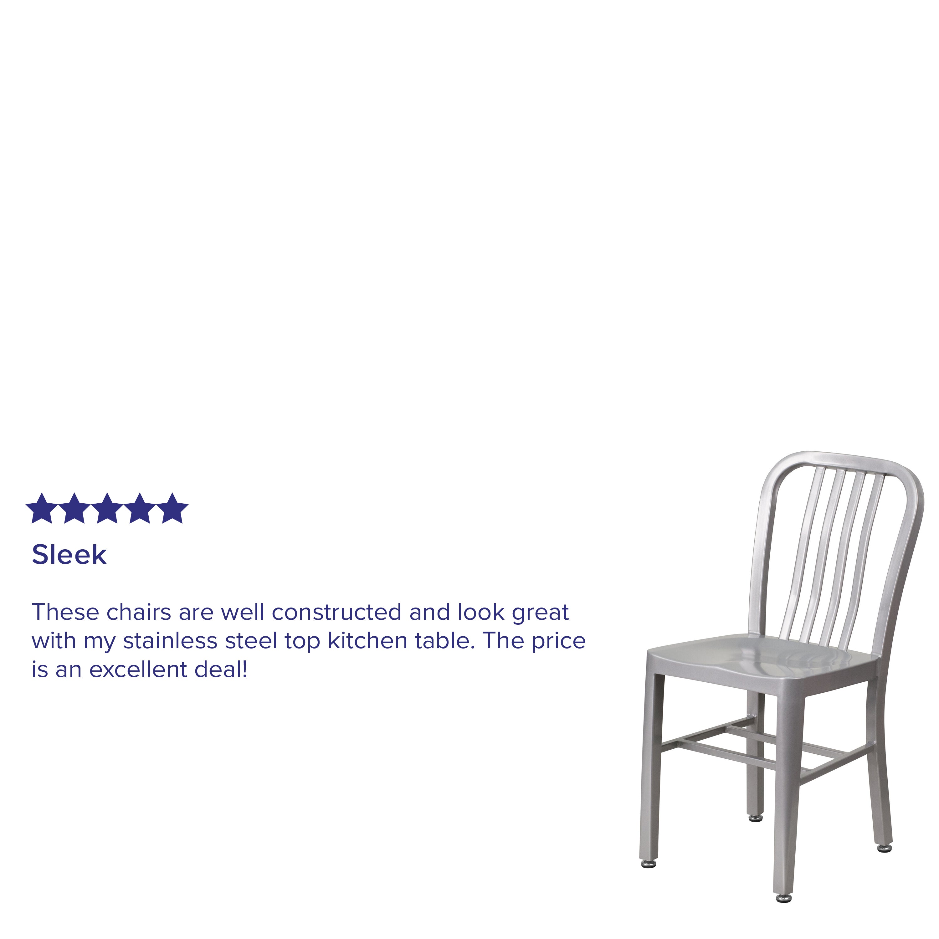 Gael Commercial Grade Silver Metal Indoor-Outdoor Chair