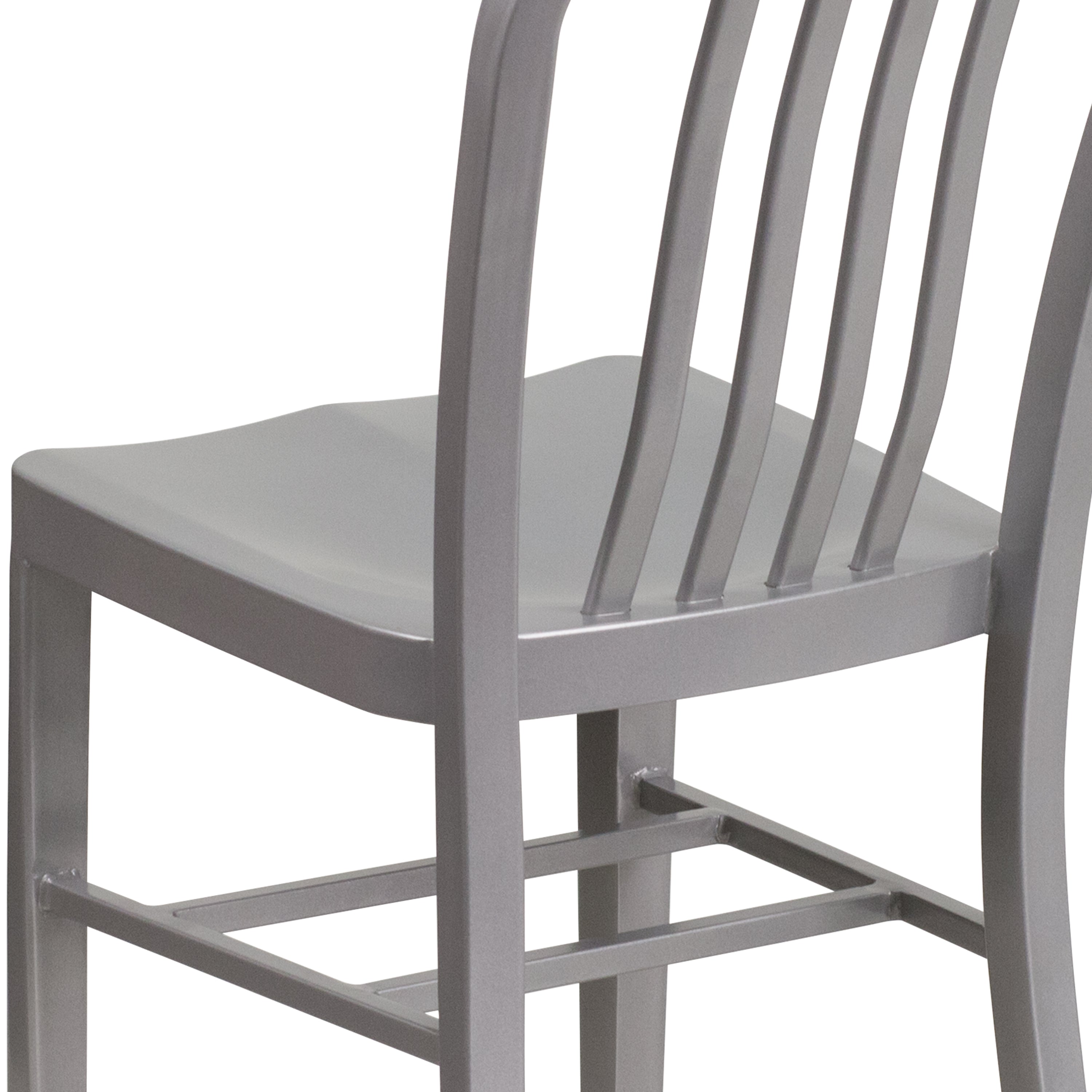 Gael Commercial Grade Silver Metal Indoor-Outdoor Chair