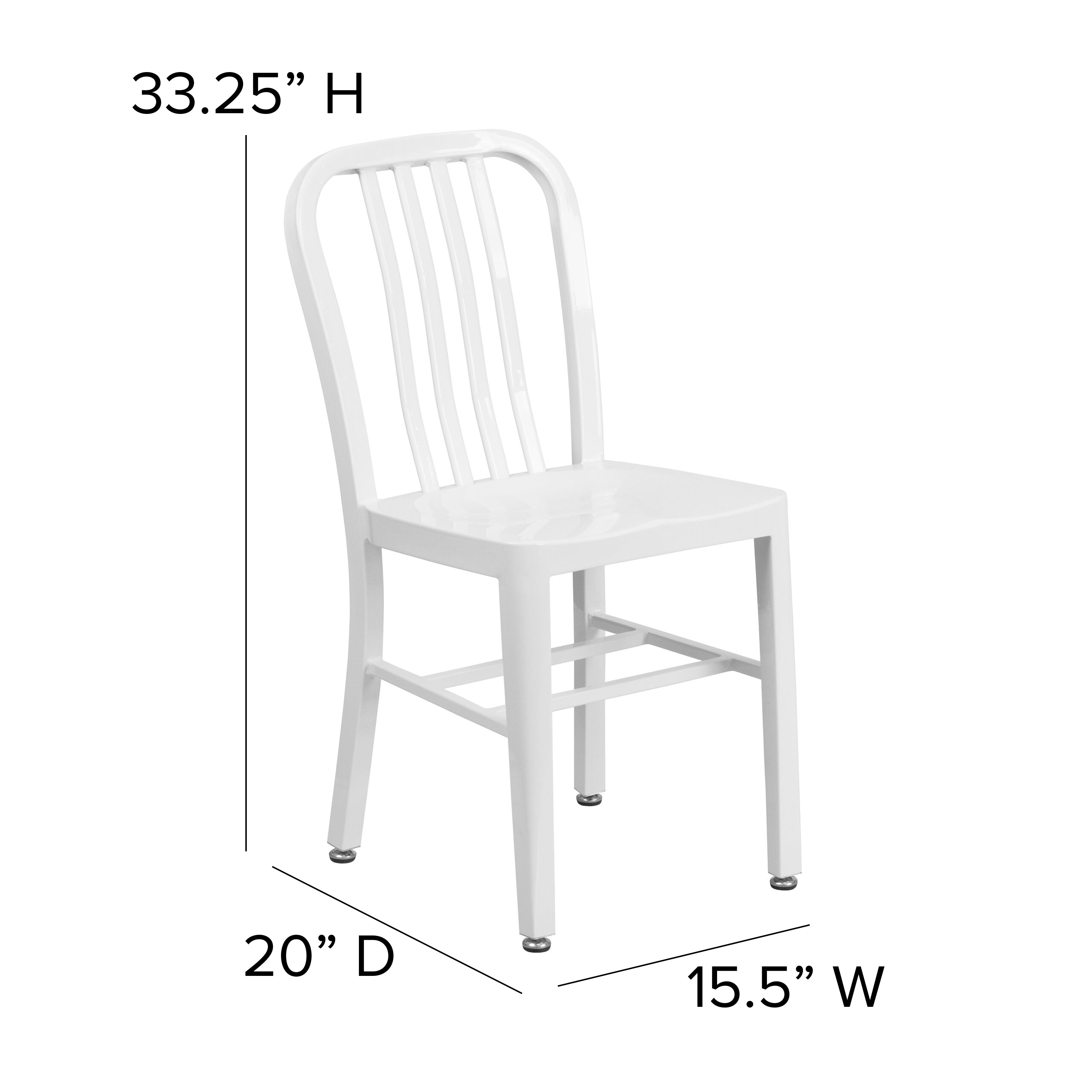 Gael Commercial Grade White Metal Indoor-Outdoor Chair