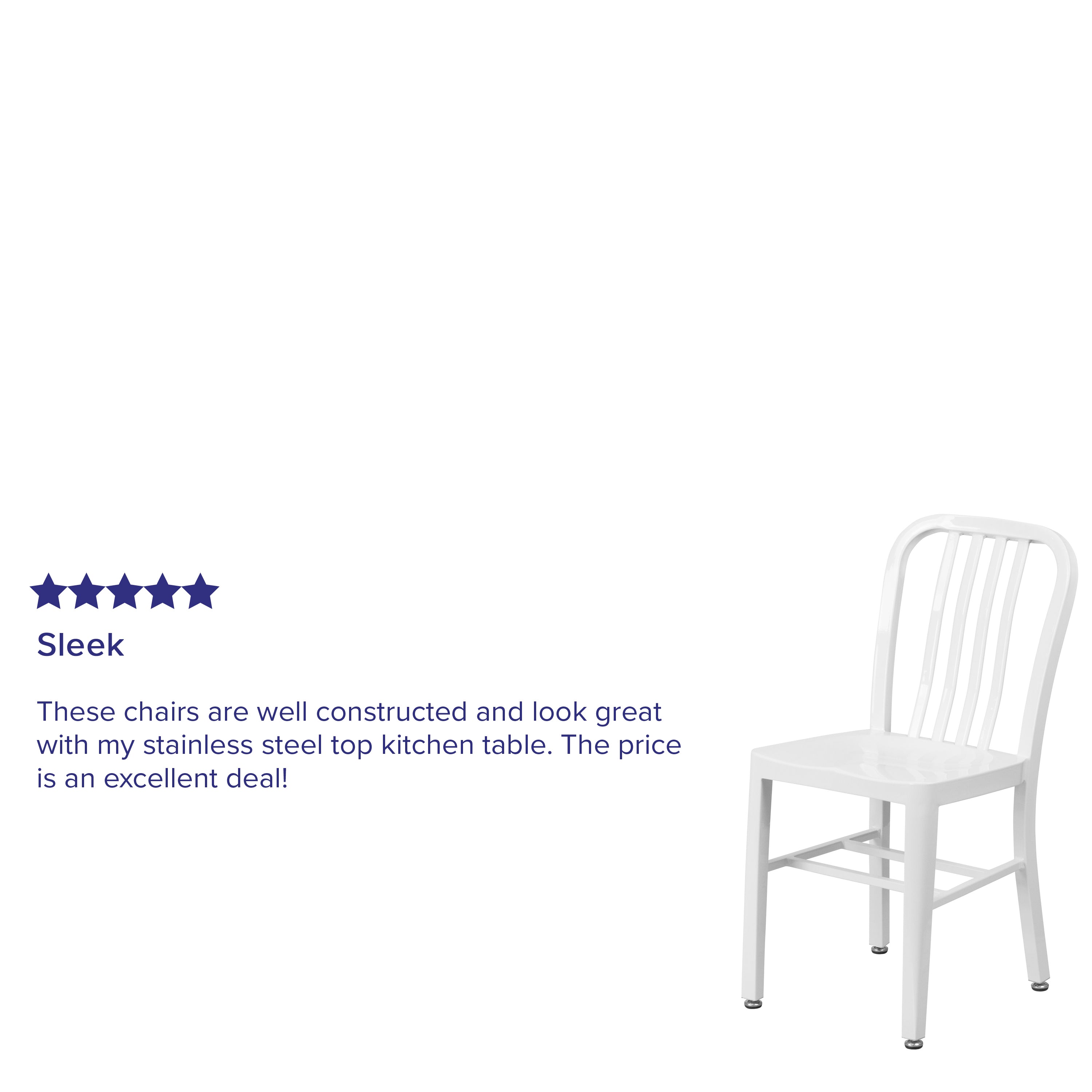 Gael Commercial Grade White Metal Indoor-Outdoor Chair
