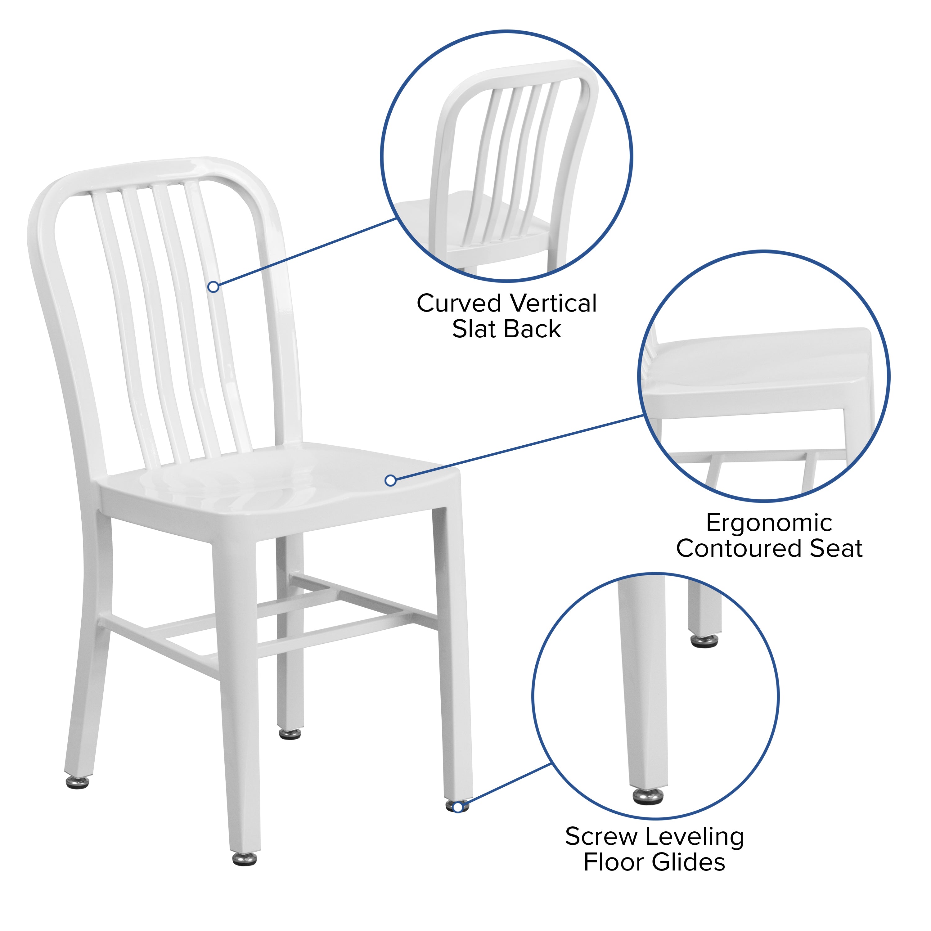 Gael Commercial Grade White Metal Indoor-Outdoor Chair