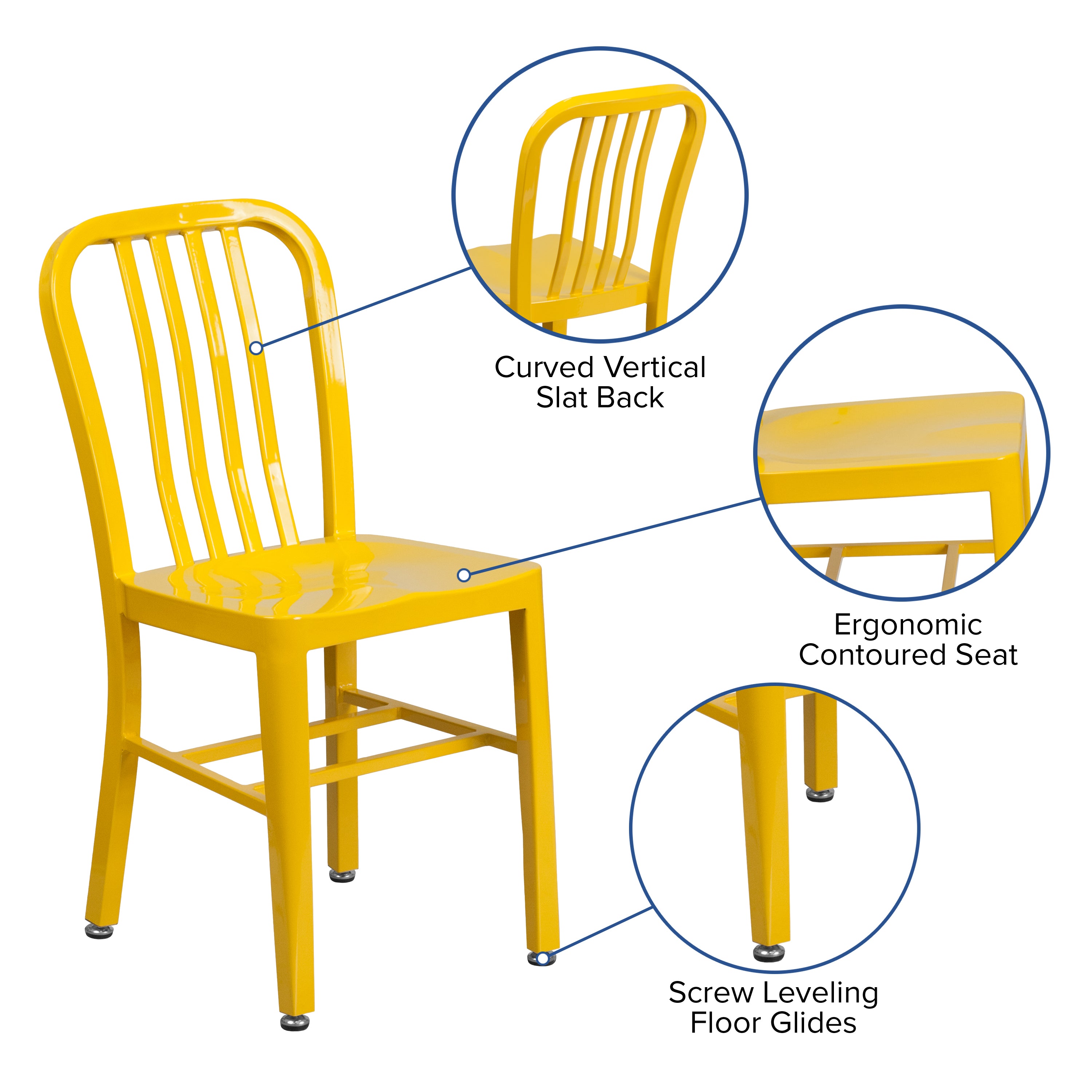 Gael Commercial Grade Yellow Metal Indoor-Outdoor Chair